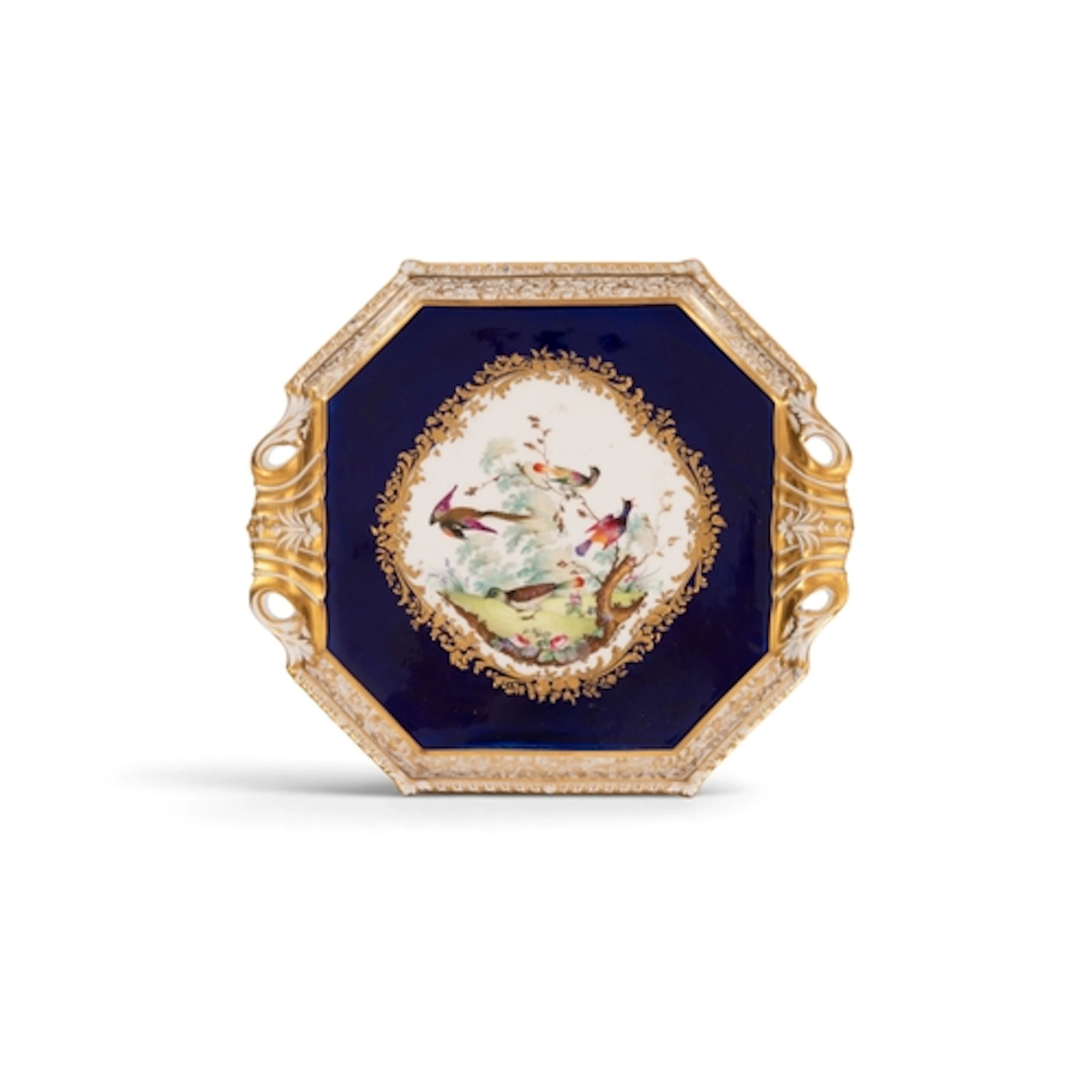 A large Derby two-handled tray, c.1830, after Sèvres, the oc...