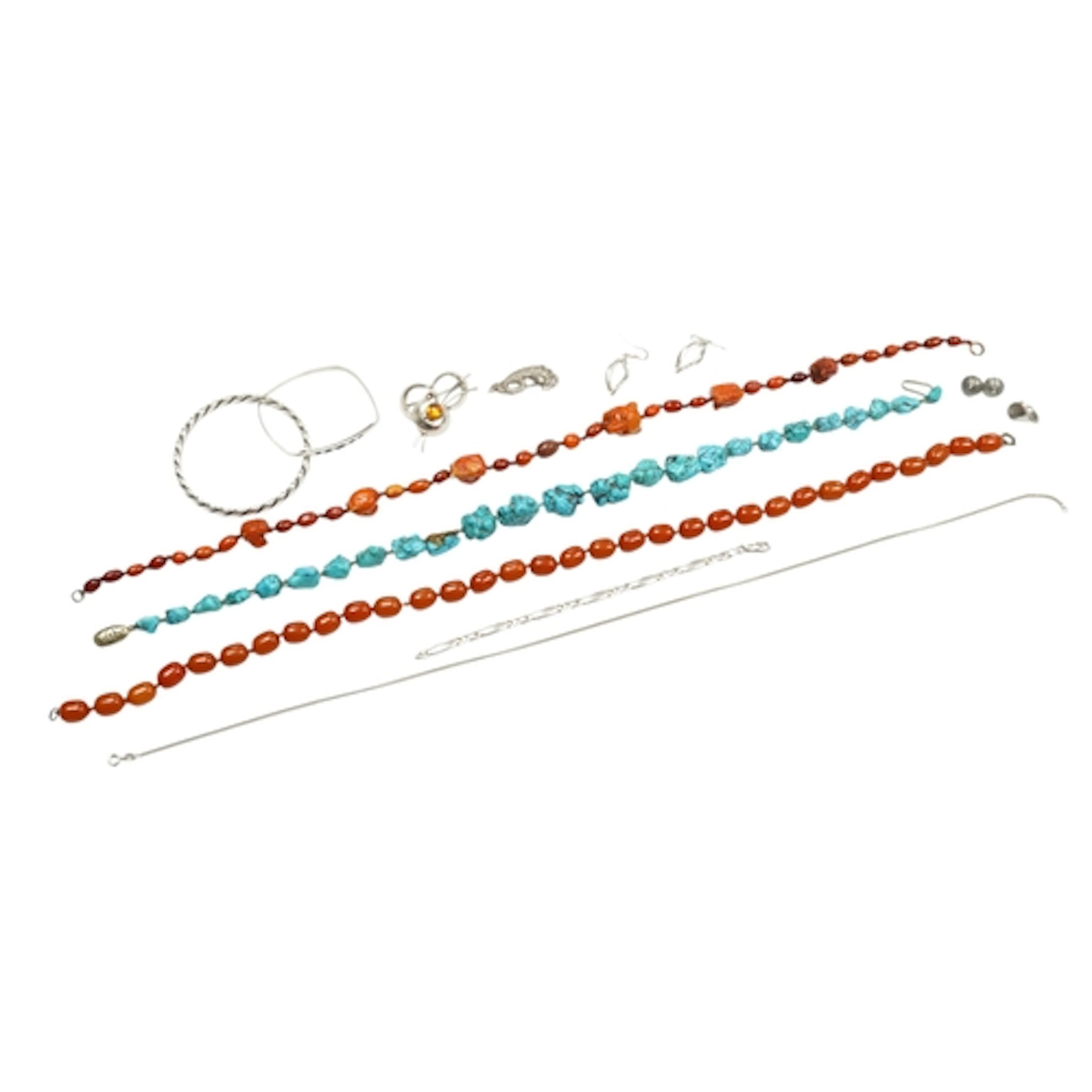 A collection of jewels, comprising: two simulant amber neckl...