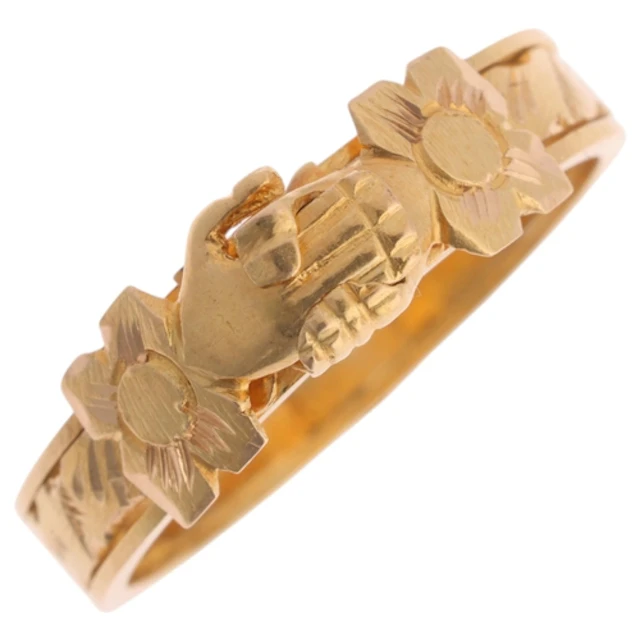 An Antique 19th century gold fede gimmel ring, composed of 3...
