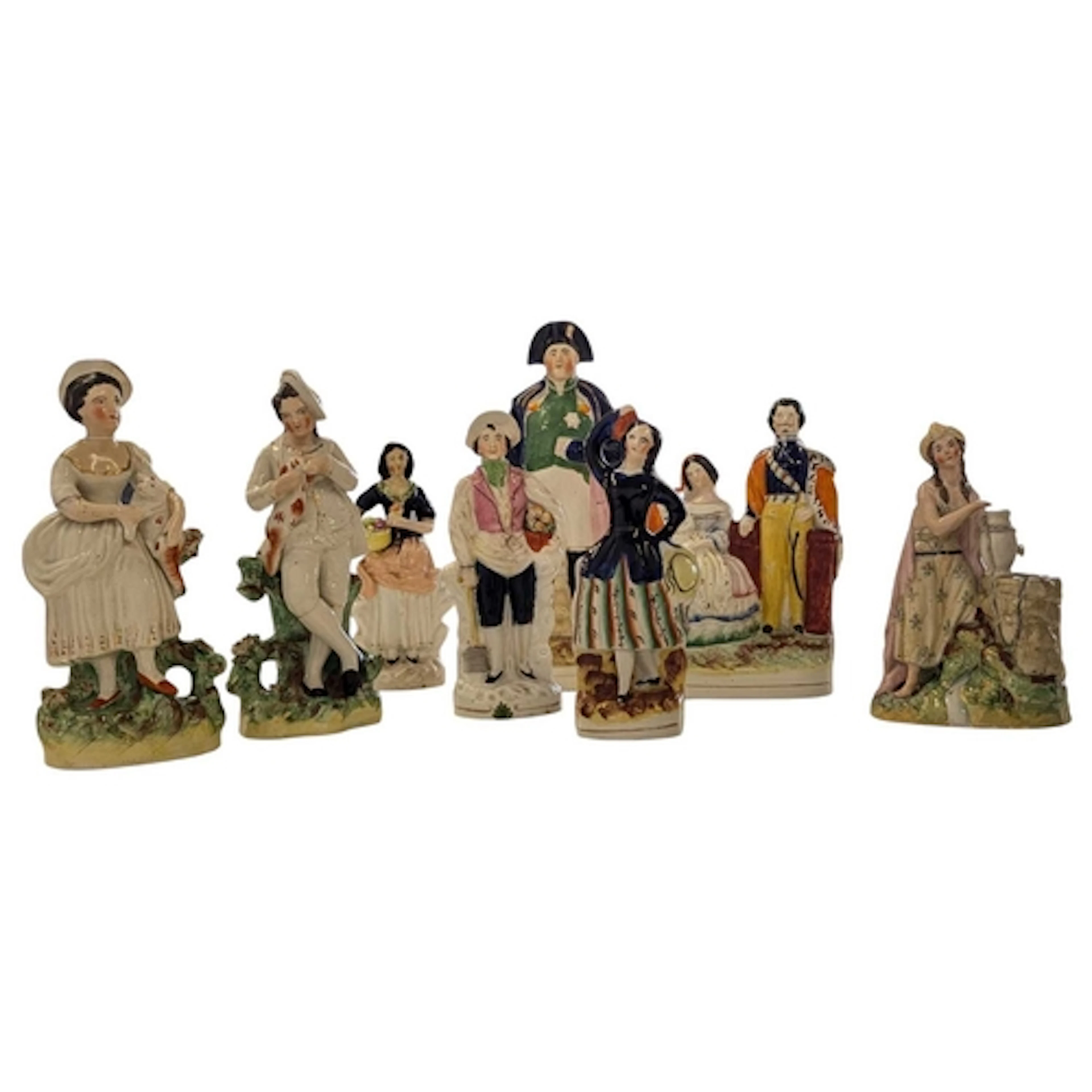 A collection of mid 19th century Victorian Staffordshire fla...