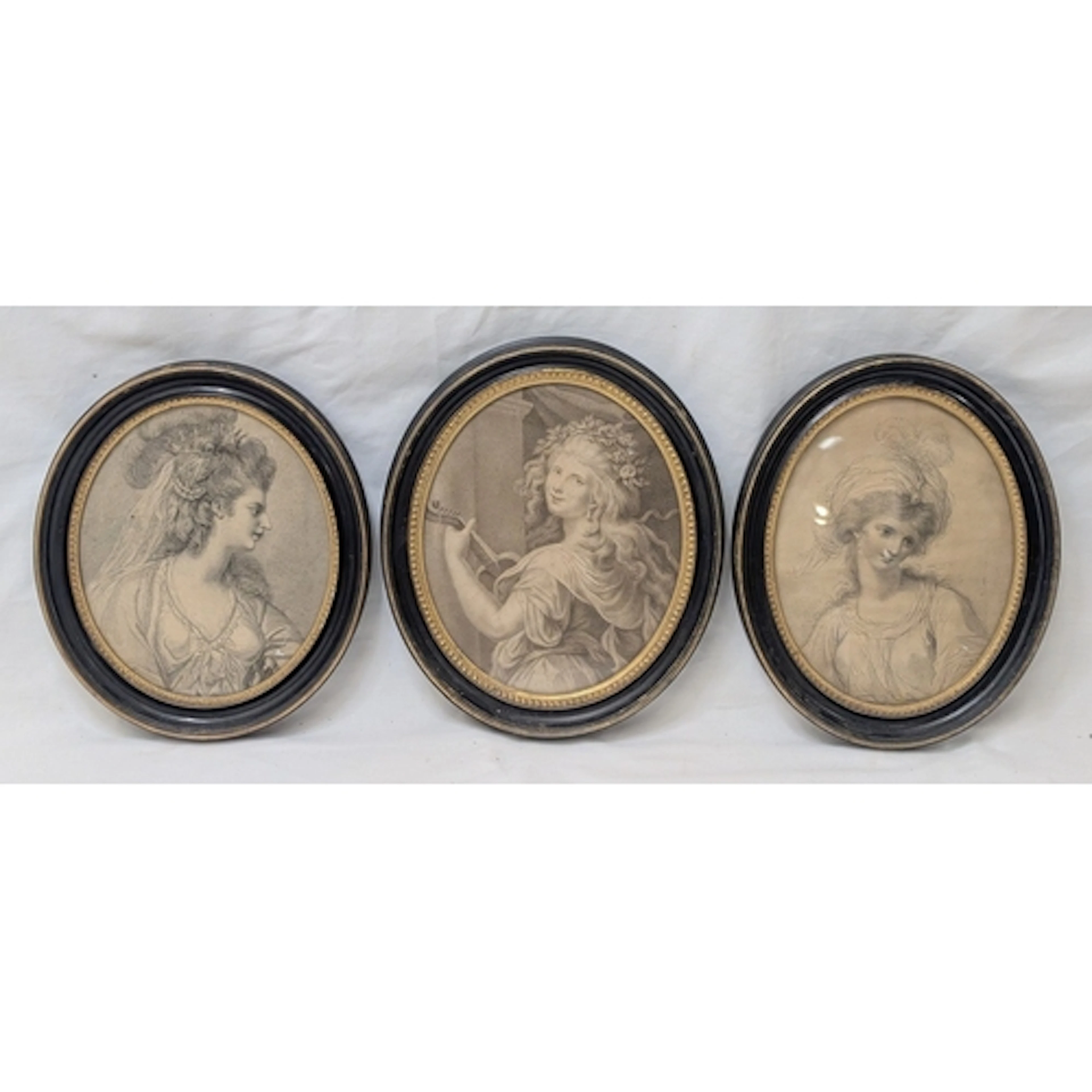 3 Oval F/g Prints, figures incl. Lady Hamilton, each approx....