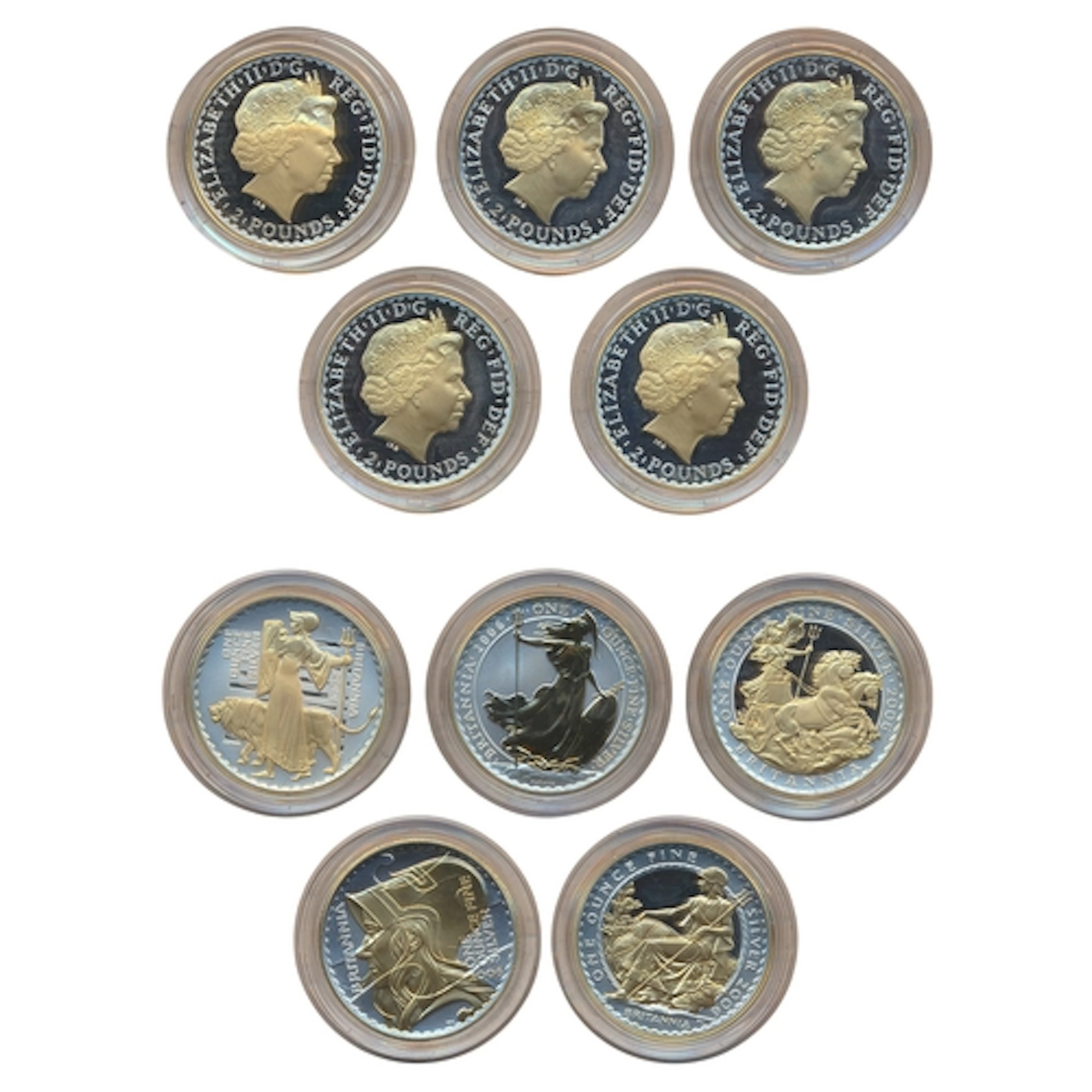 2006 Britannia golden silhouette set of 5, with certificate ...
