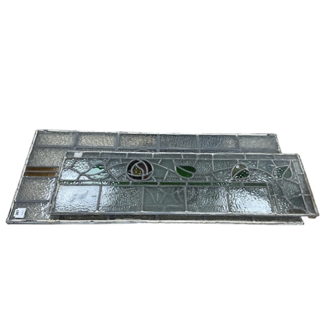 Seven salvaged 19th/20th-century decorative stained glass pa...