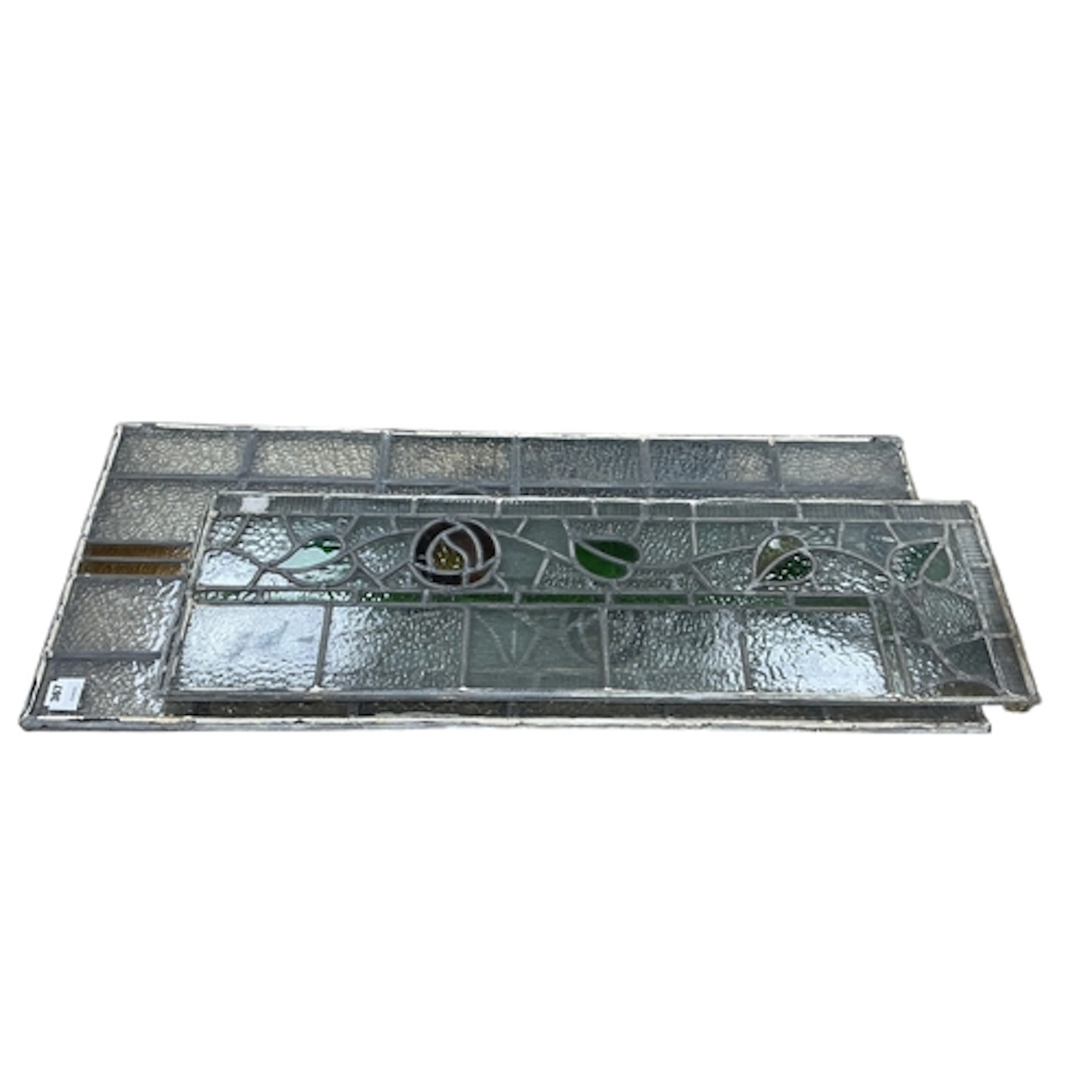 Seven salvaged 19th/20th-century decorative stained glass pa...