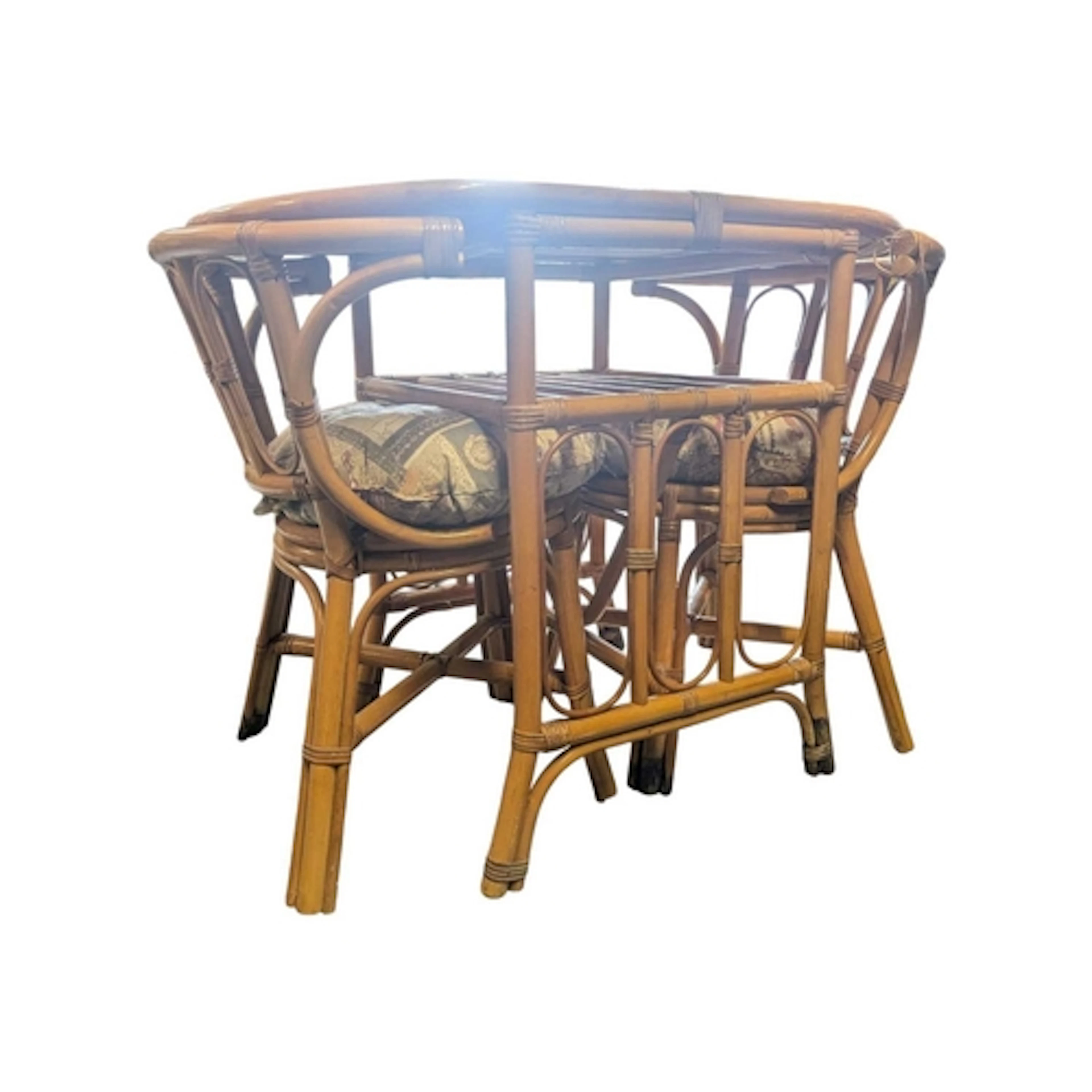 A retro mid 20th Century 1980's bamboo and wicker two person...