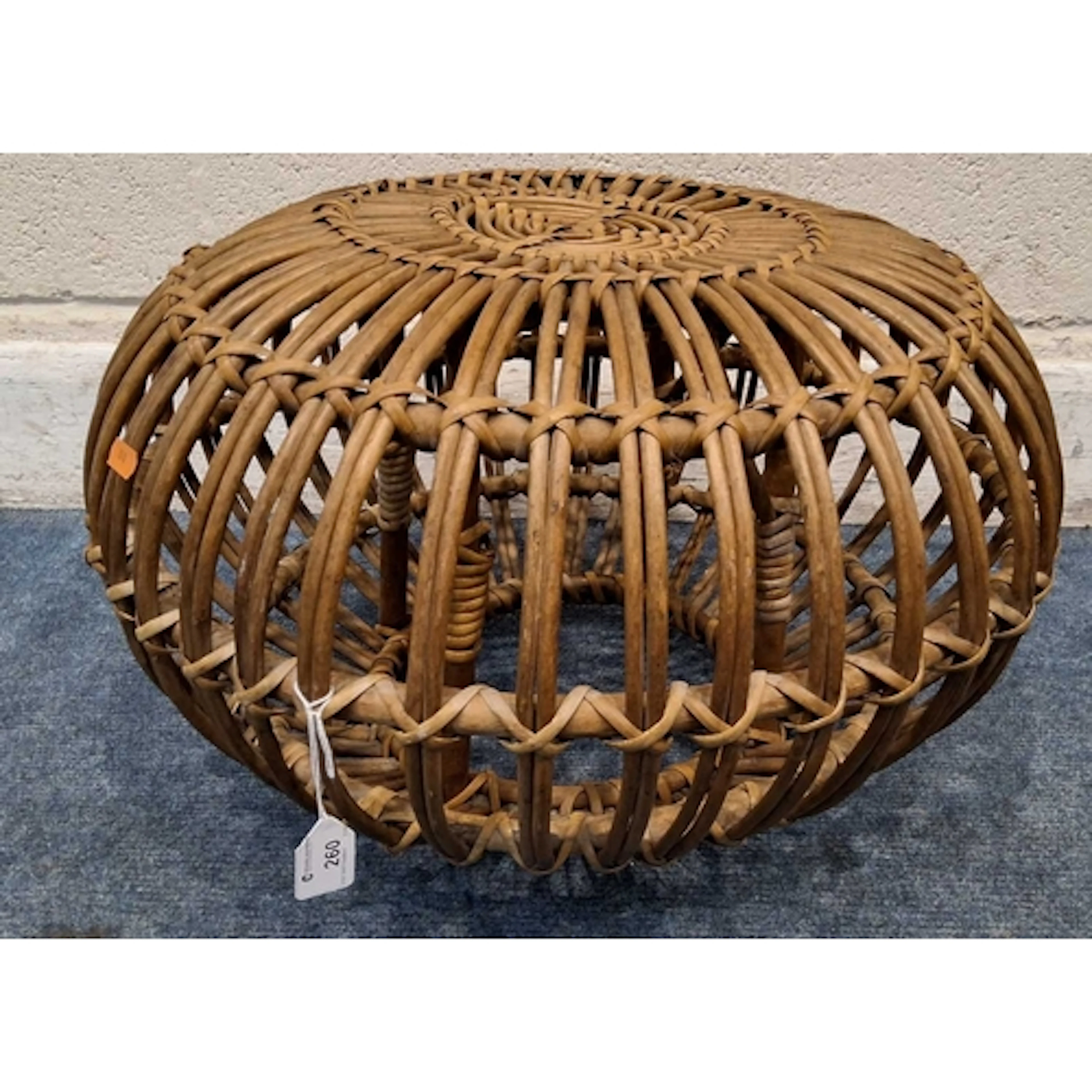 FRANCO ALBINI, A 1960'S RATTAN LOBSTER POT STOOL (aproximat...