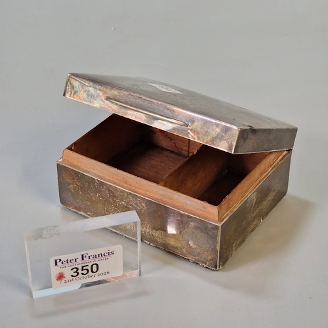 George V silver cigar box of plain rectangular form. London ...
