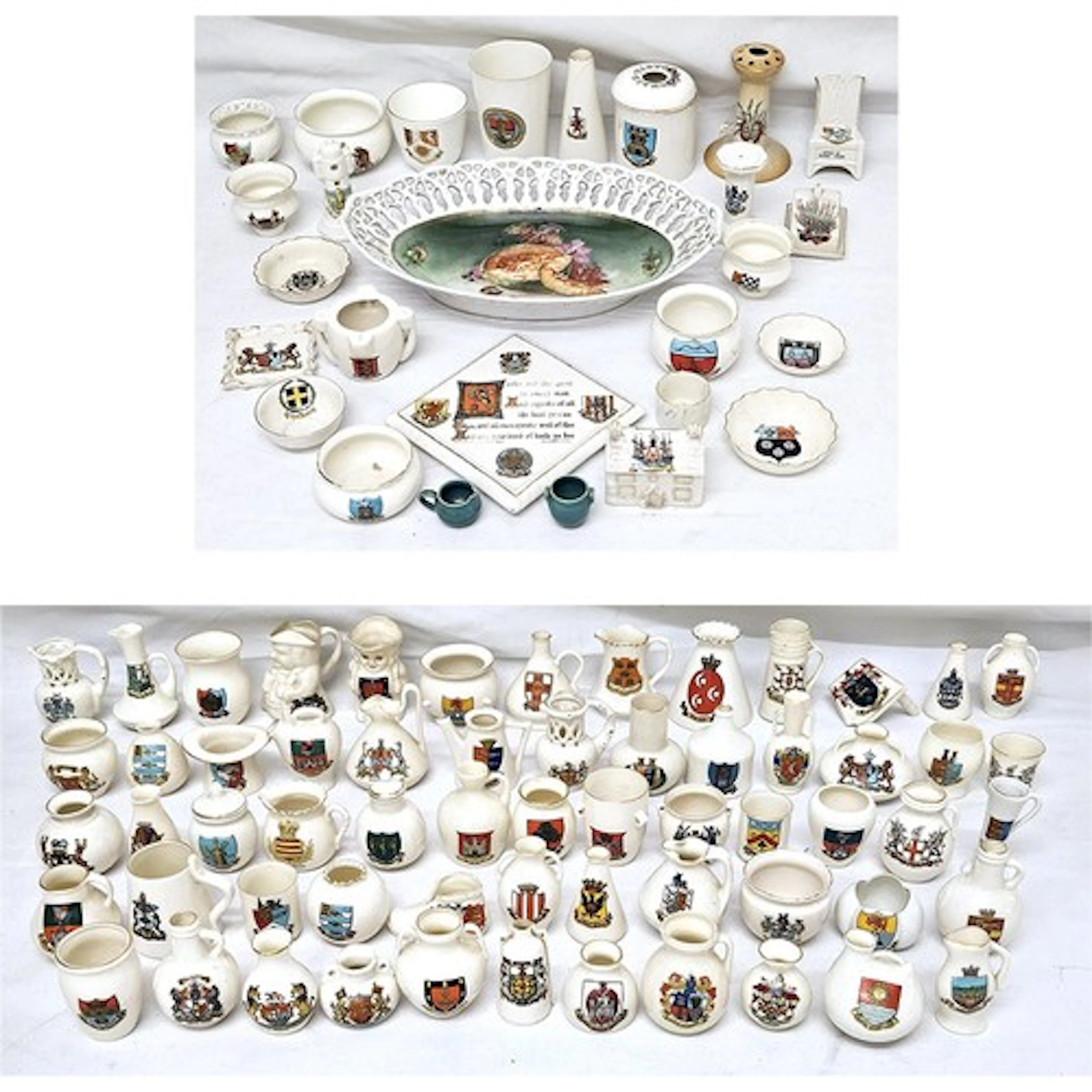 Crested Ware incl. Candlestick Lucky White Heather British E...