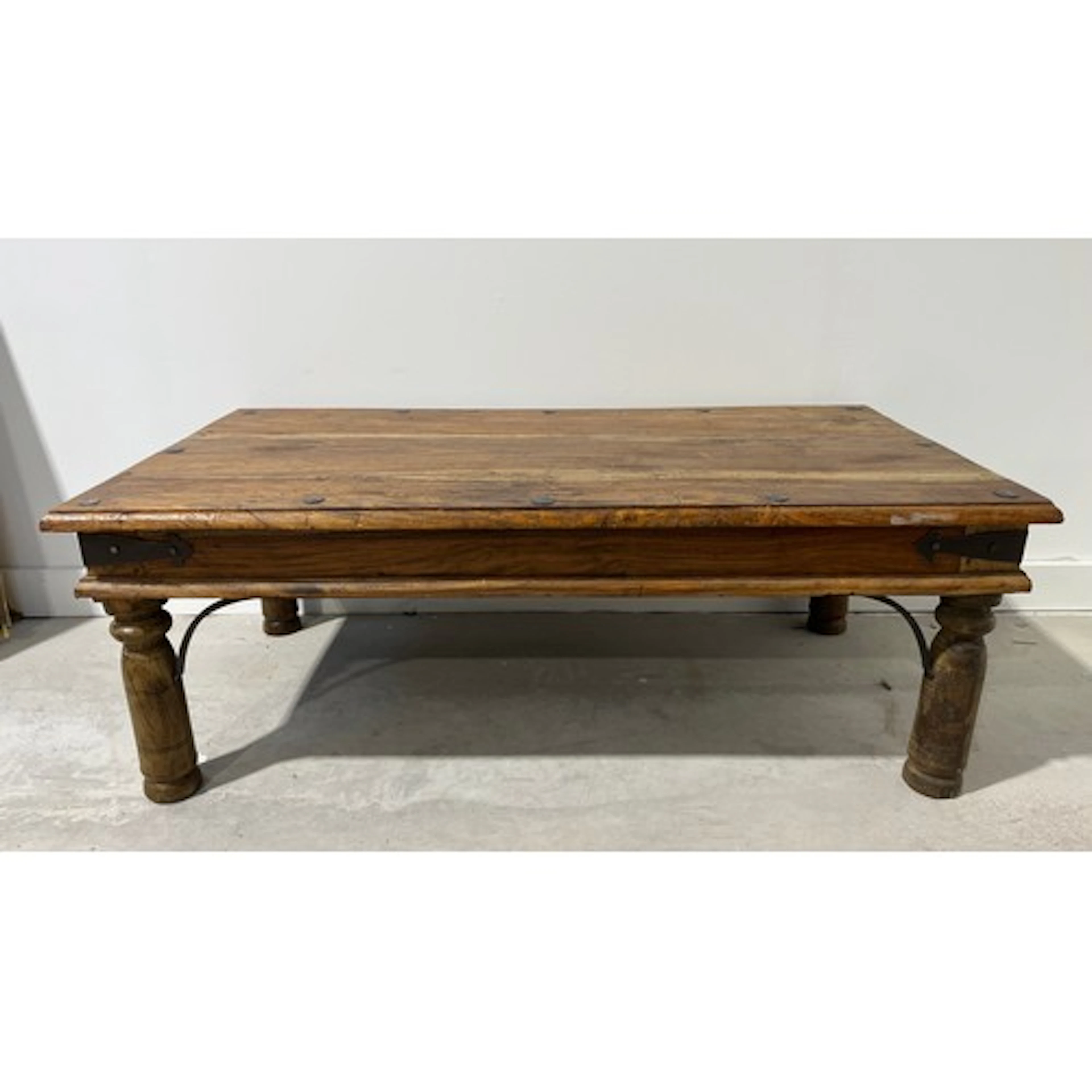 Hardwood coffee table with moulded rectangular top, beaded f...