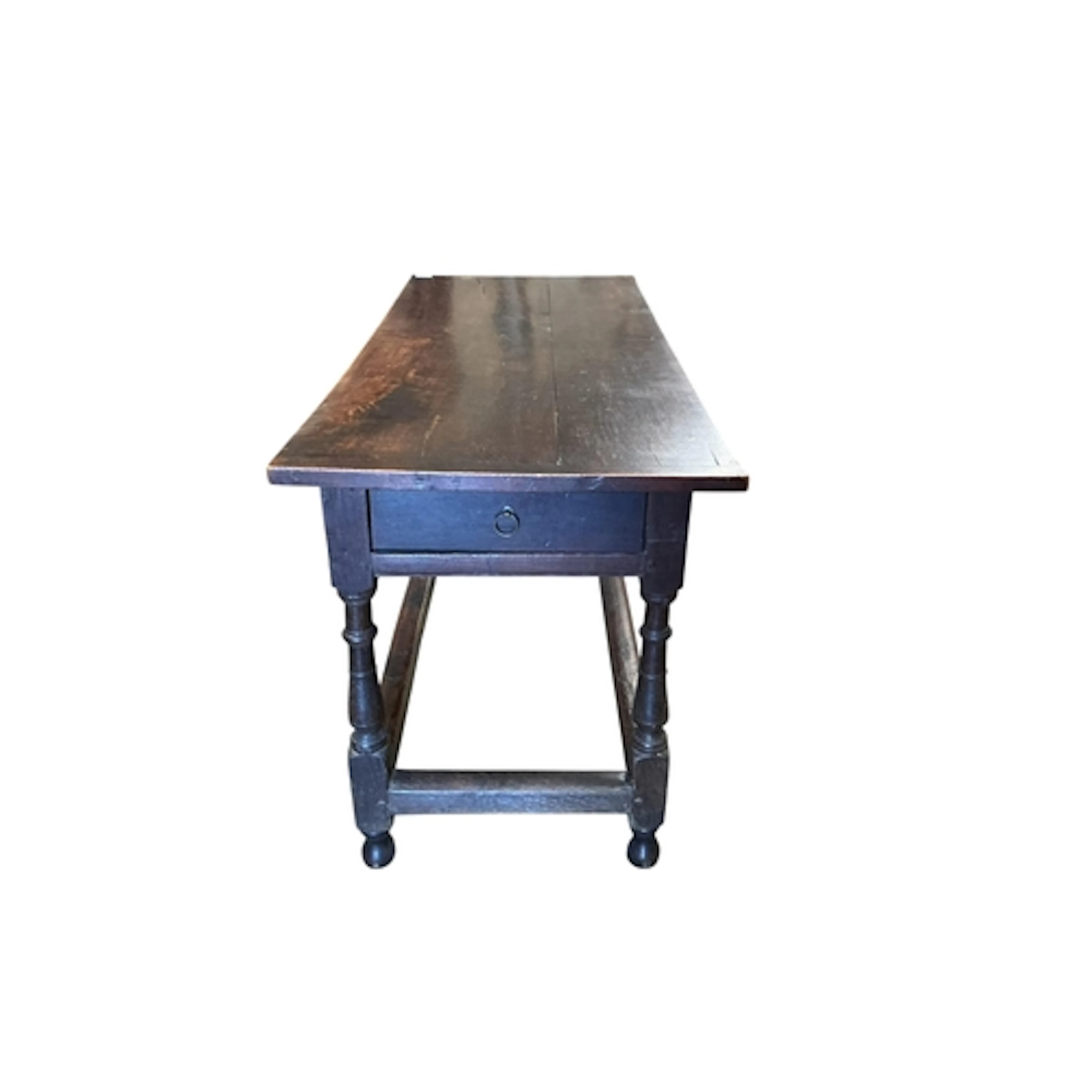 An oak rectangular table with two frieze drawers, length 143...