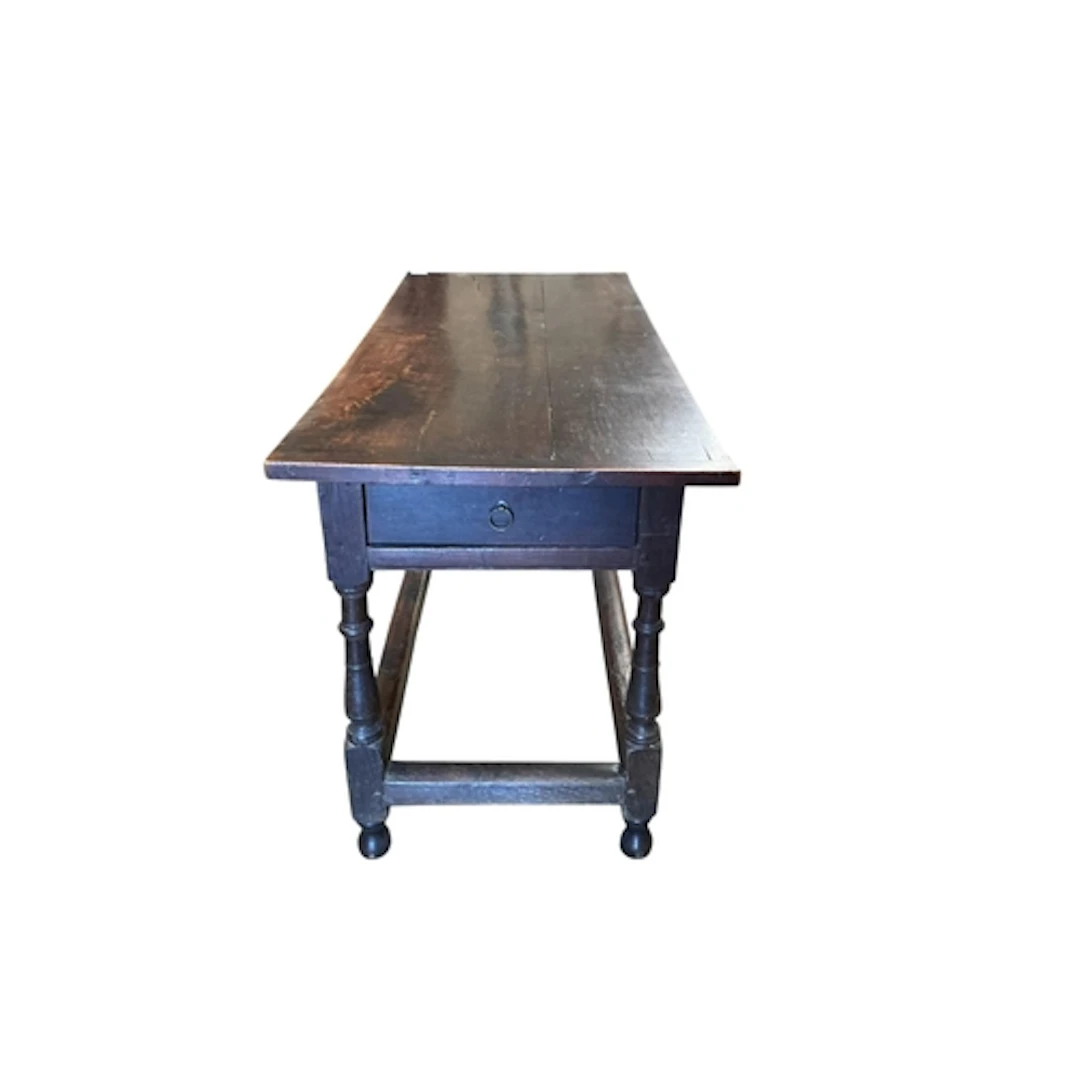 An oak rectangular table with two frieze drawers, length 143...