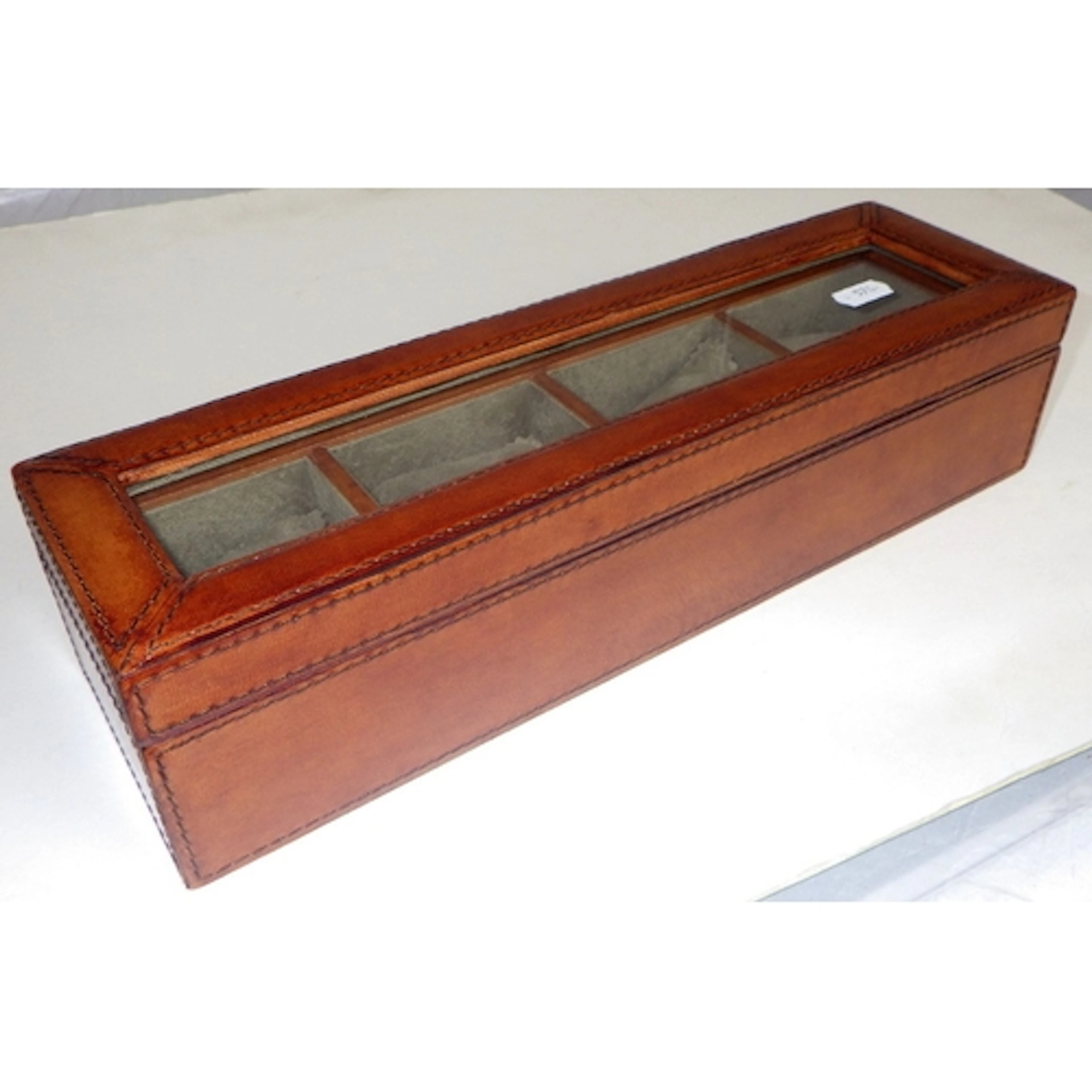 A leather watch presentation box