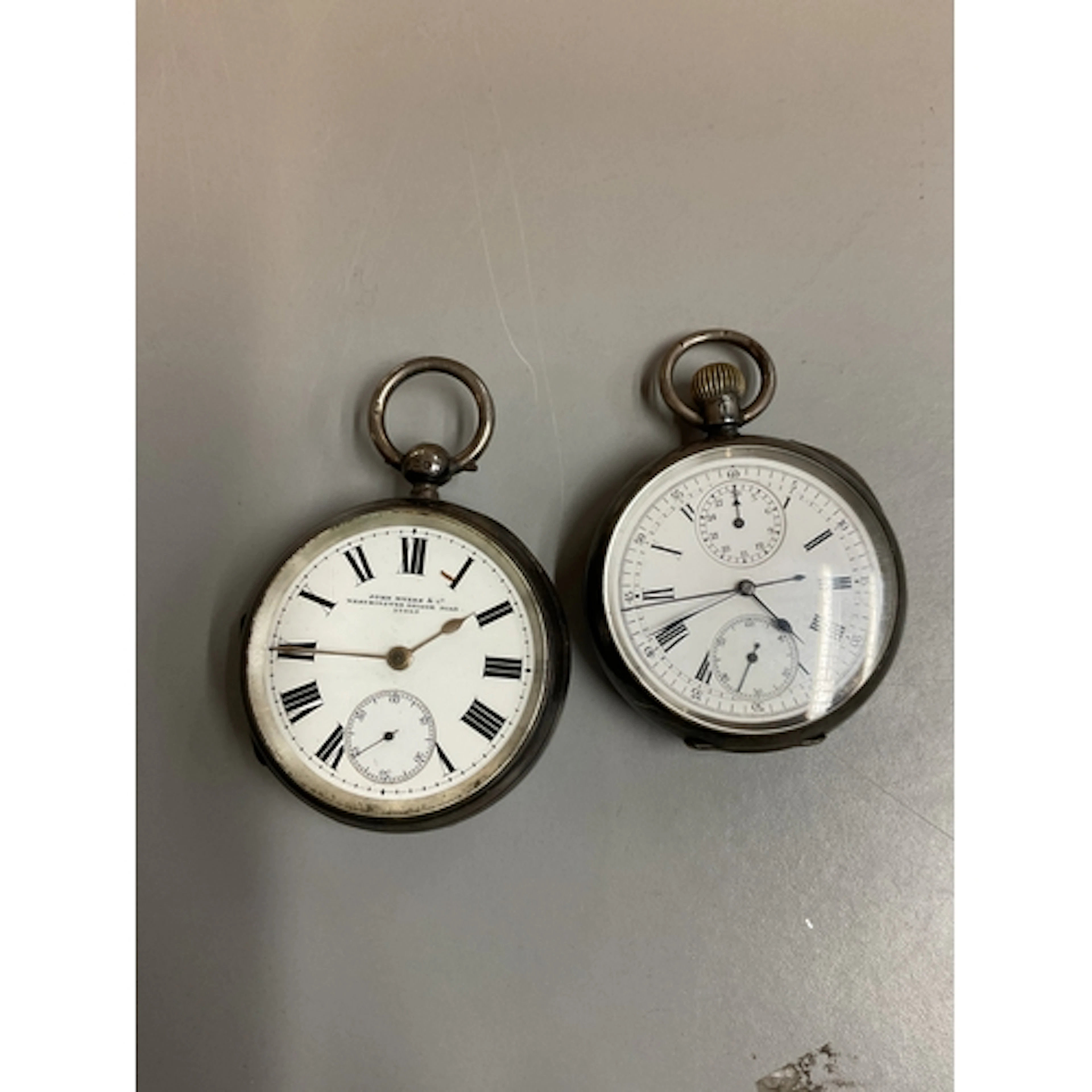 Two Silver pocket watches one with two subsidiary dials and ...
