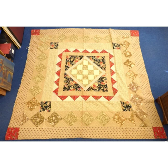 Victorian pieced "Diamond in the Square" patchwork quilt in ...