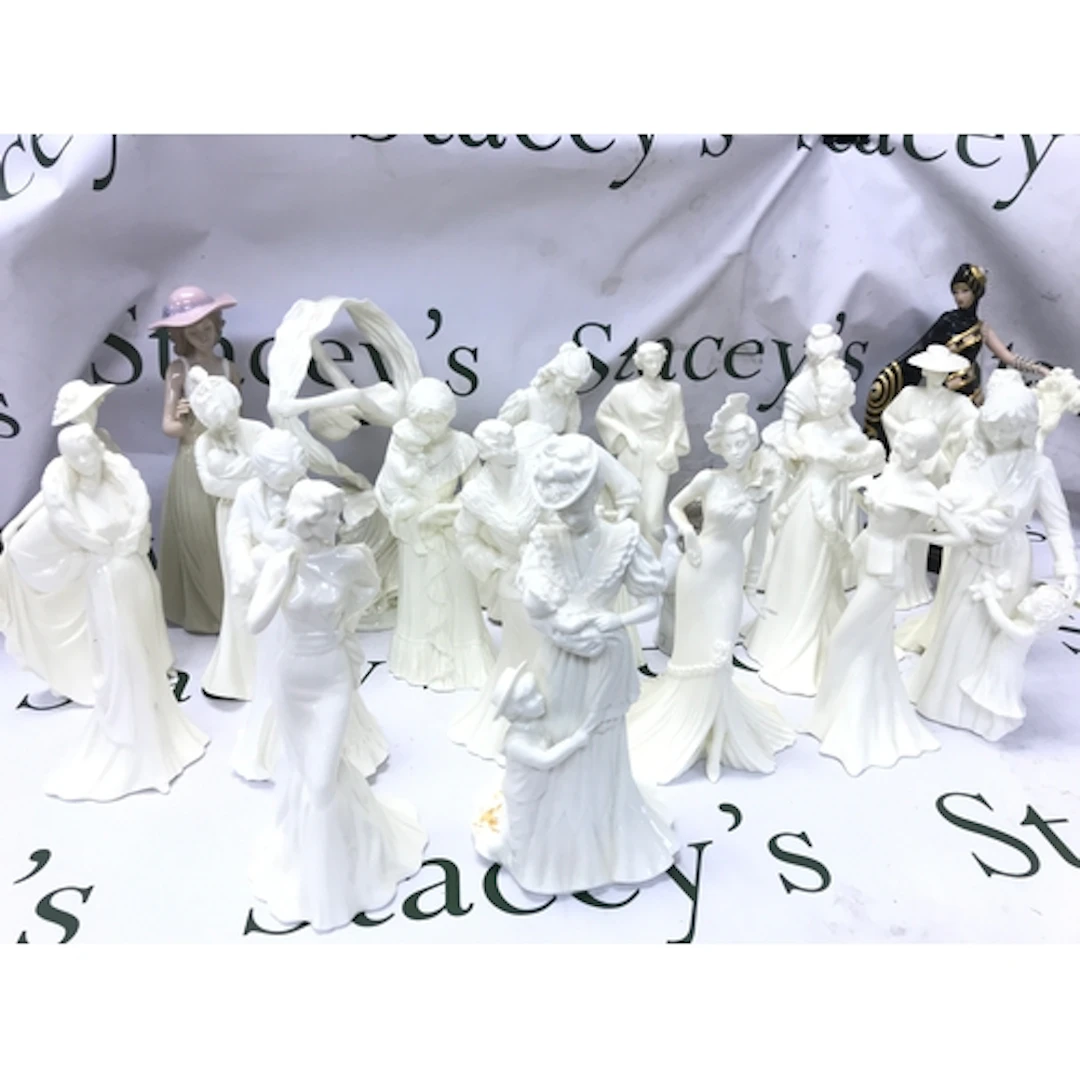 Twenty two figures including Coalport, Worcester, one Lladro...