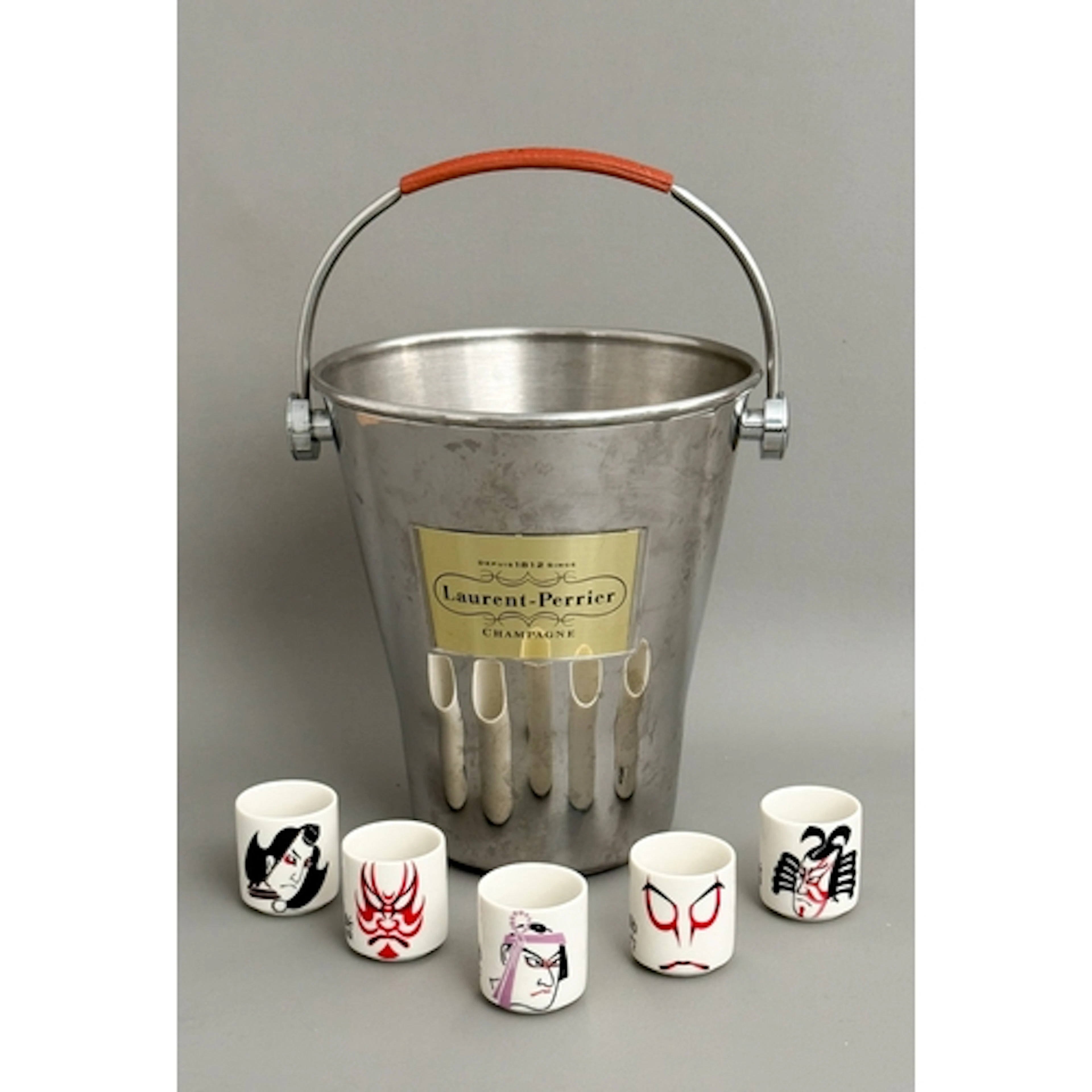 A Laurent-Perrier branded ice bucket - stainless steel with ...