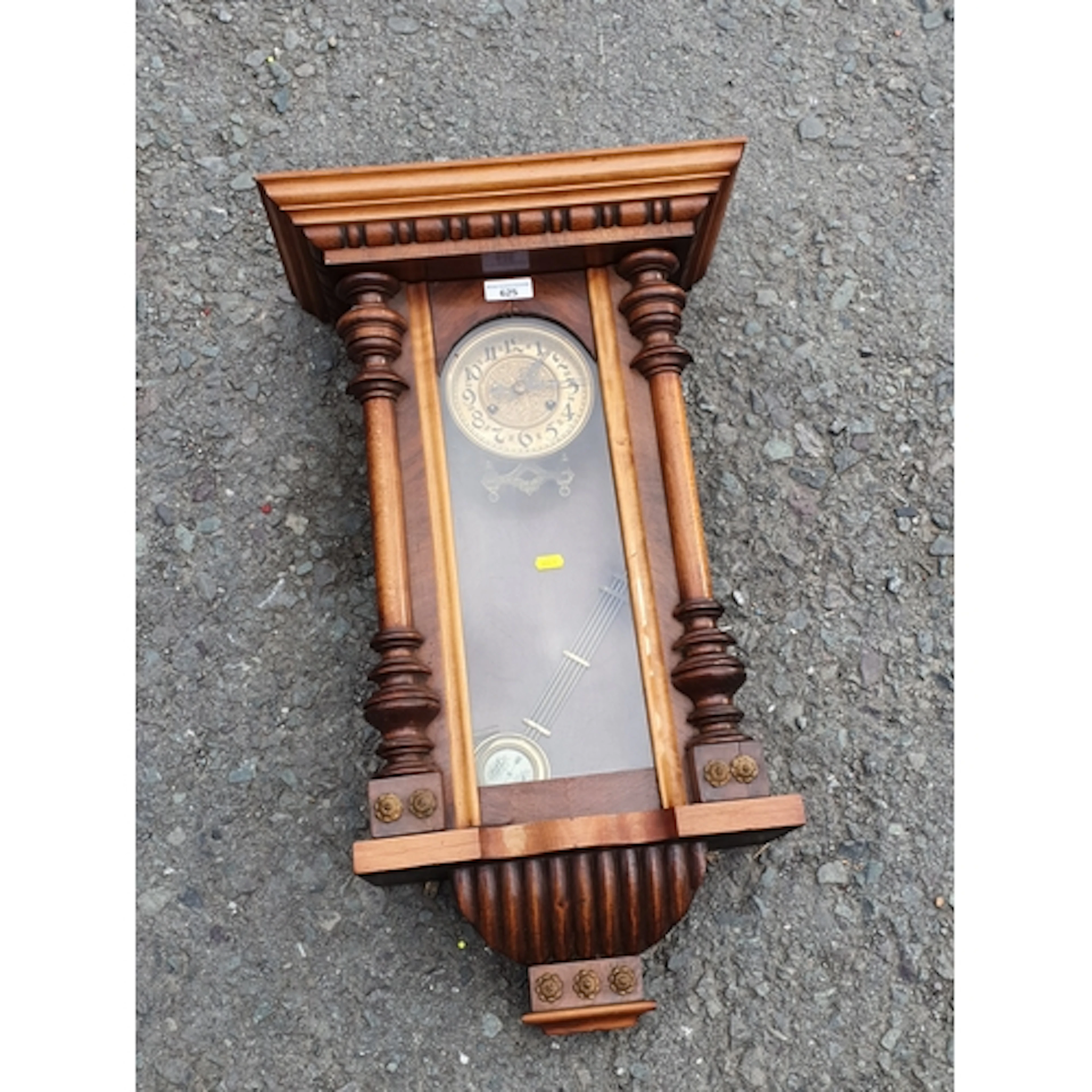 A mahogany cased wall Clock with brass face, (R2).