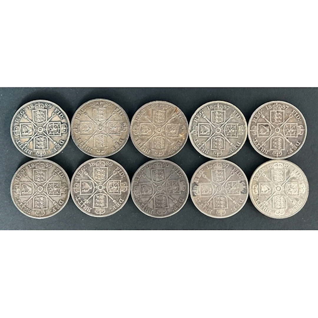 A group of ten Great Britain Queen Victoria silver 4/- coins...