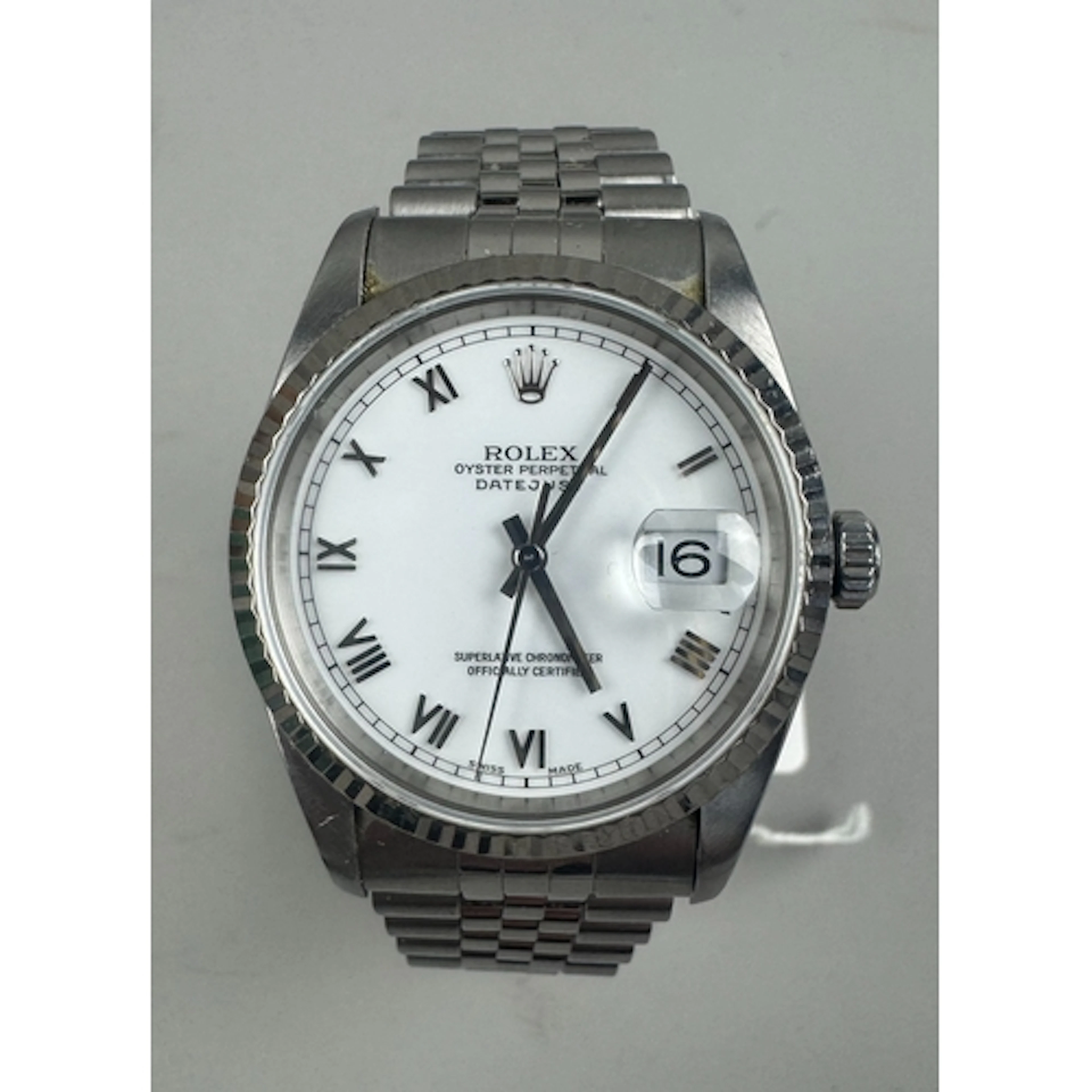 Watches: a Rolex Oyster Perpetual Datejust, white dial with ...