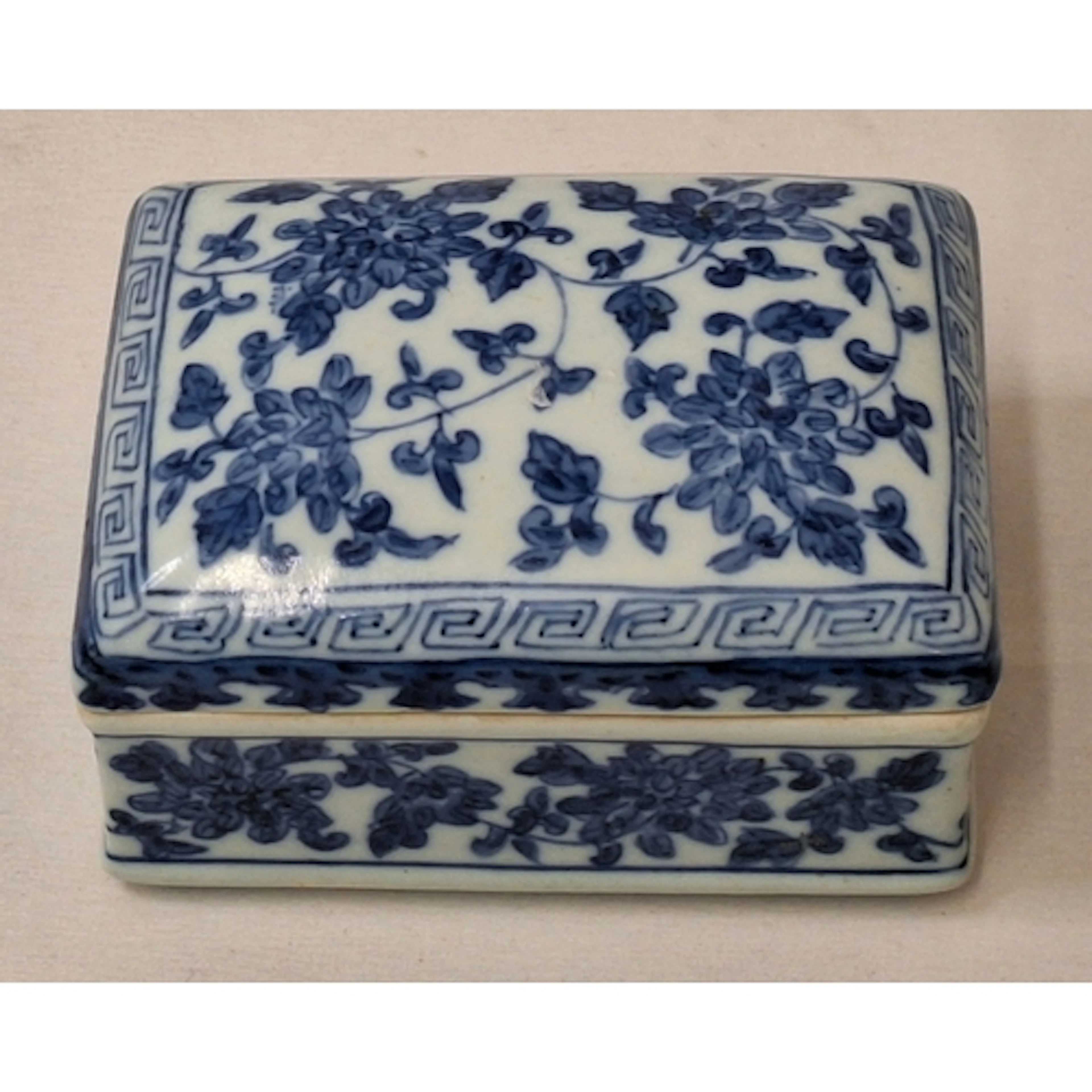 Chinese Blue & White Rectangular Box & Cover with undeglazed...