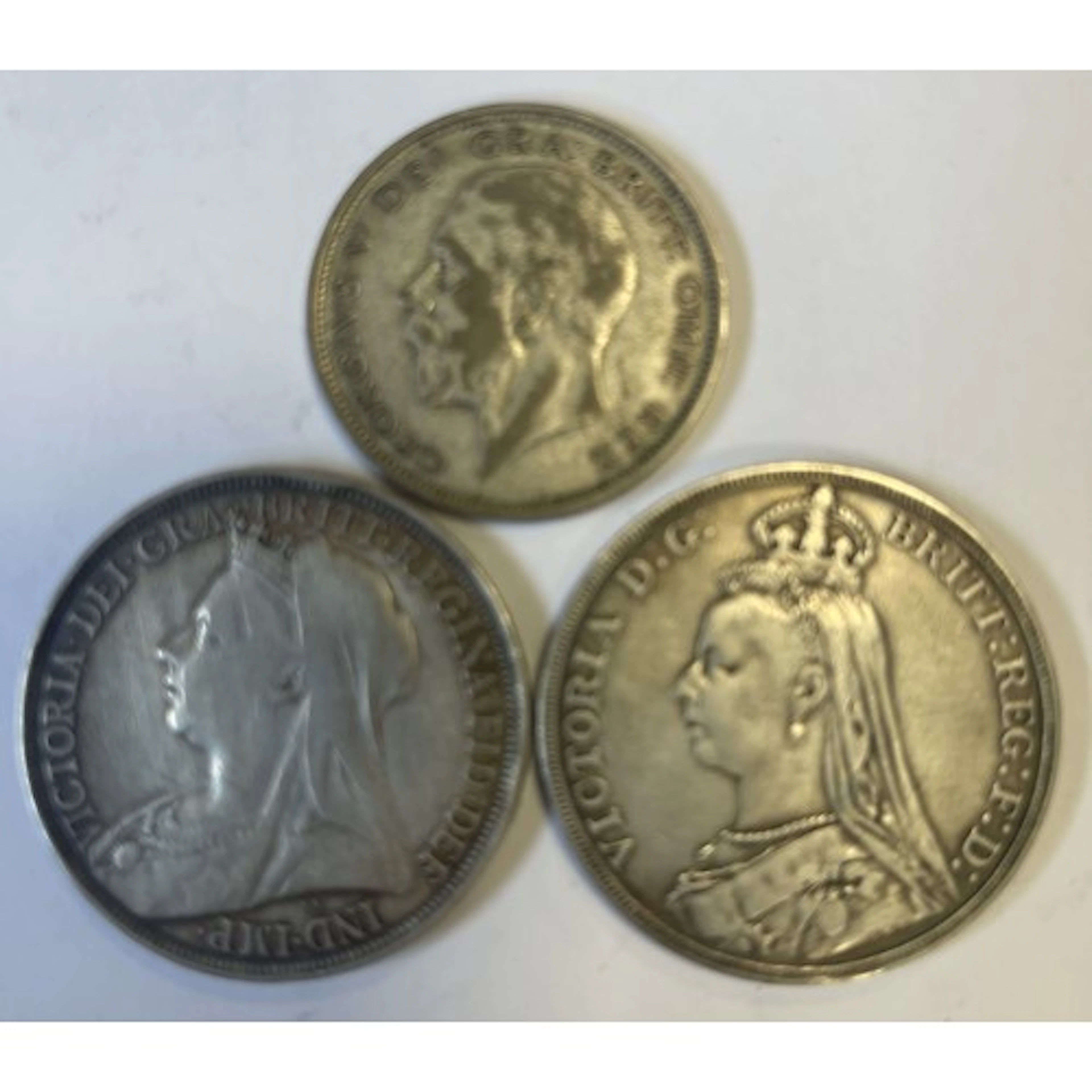 Two silver Crown coins together with a half Crown. Approx. 6...