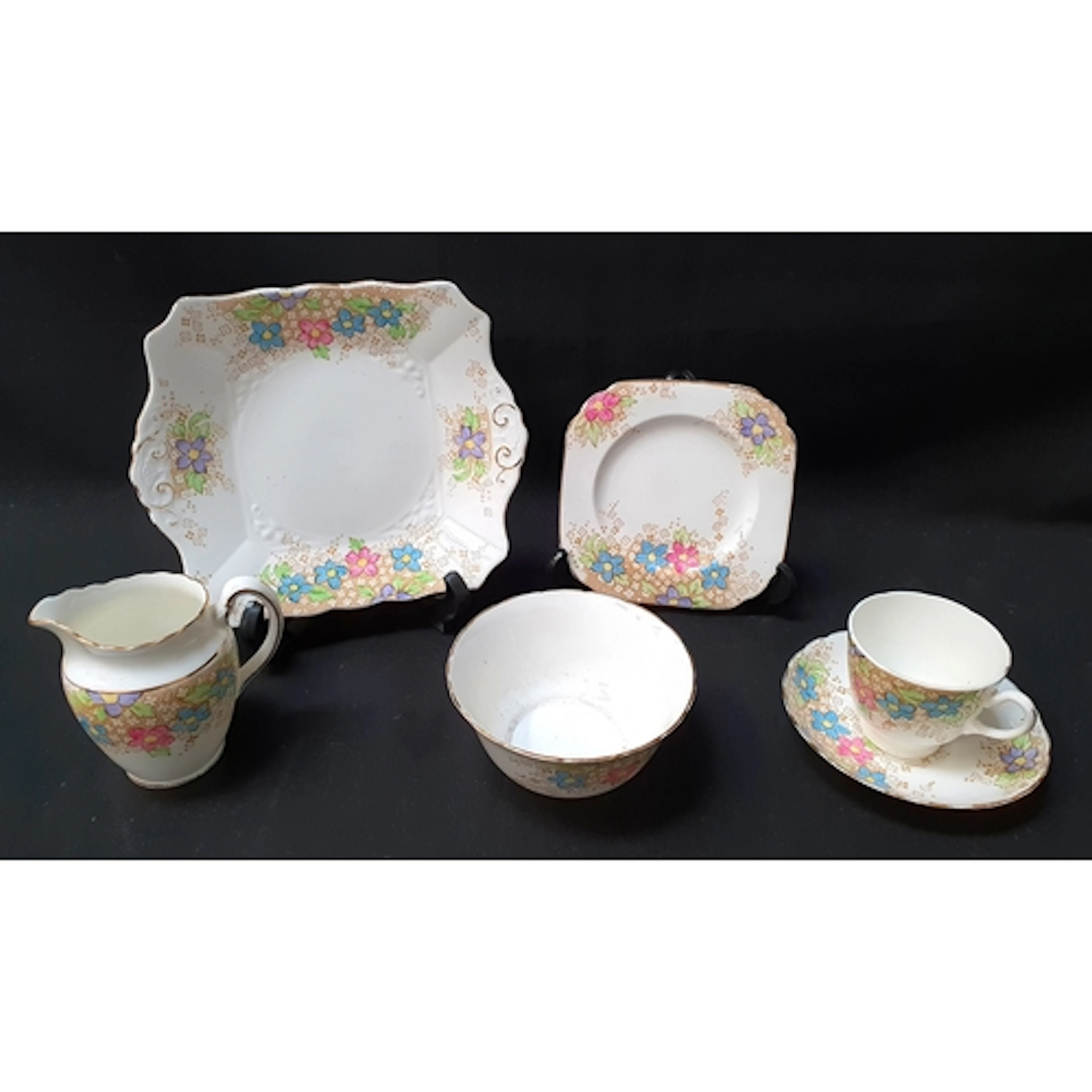 TUSCAN CHINA 'PLANT' PART TEA SET with pastel flower decorat...