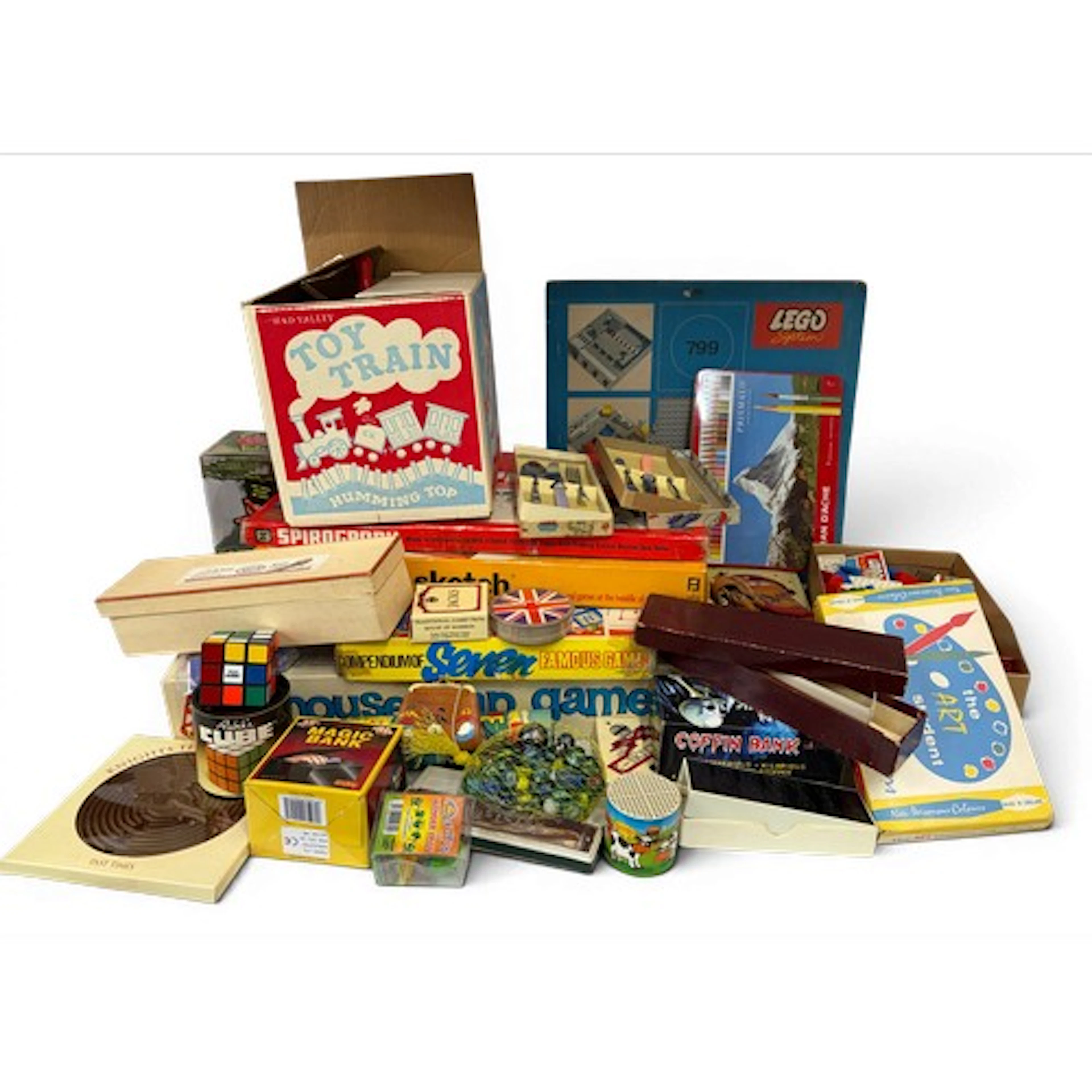 A large collection of mainly vintage toys and board games to...
