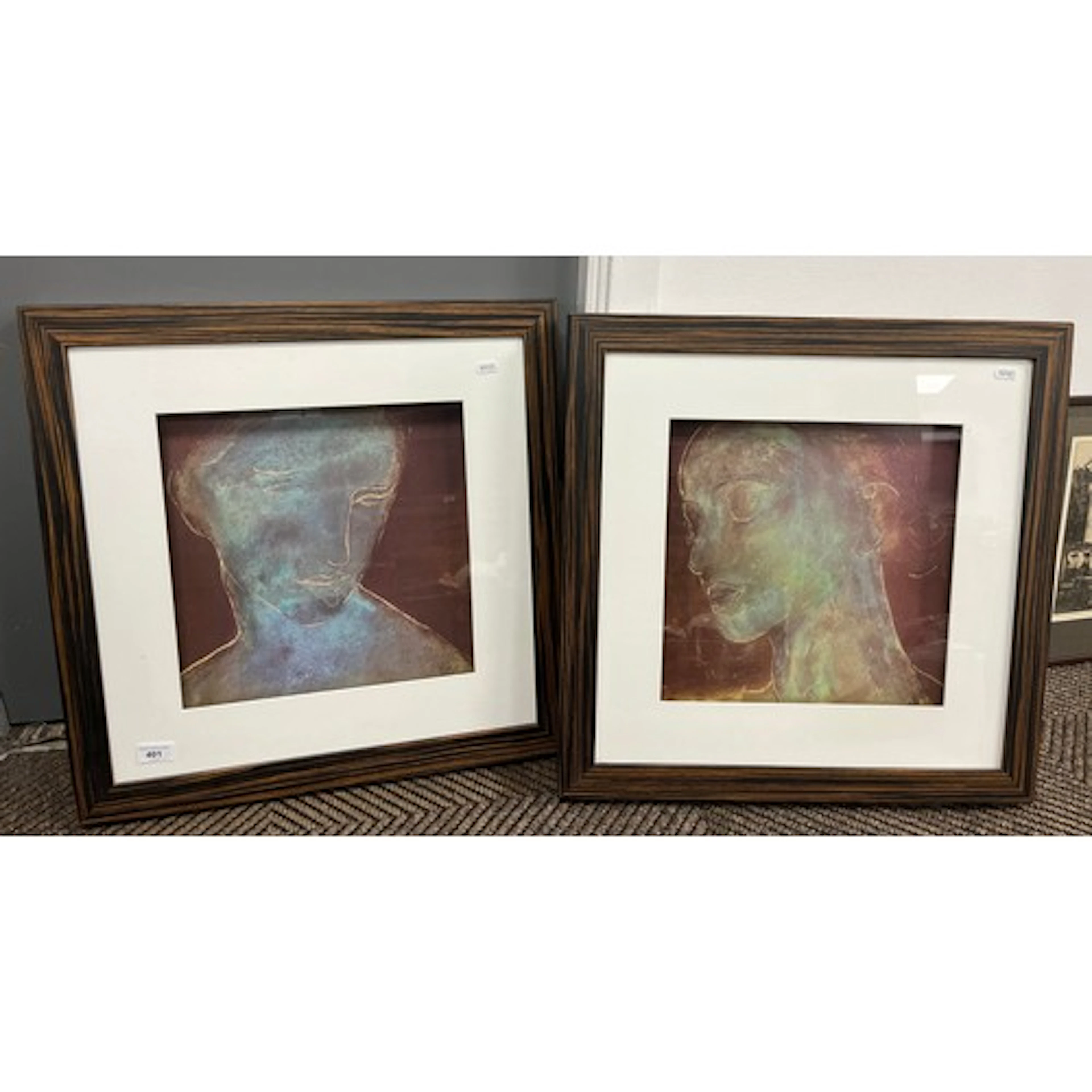 Pair of self-portrait prints, each measure 34cm x 34cm. (2)