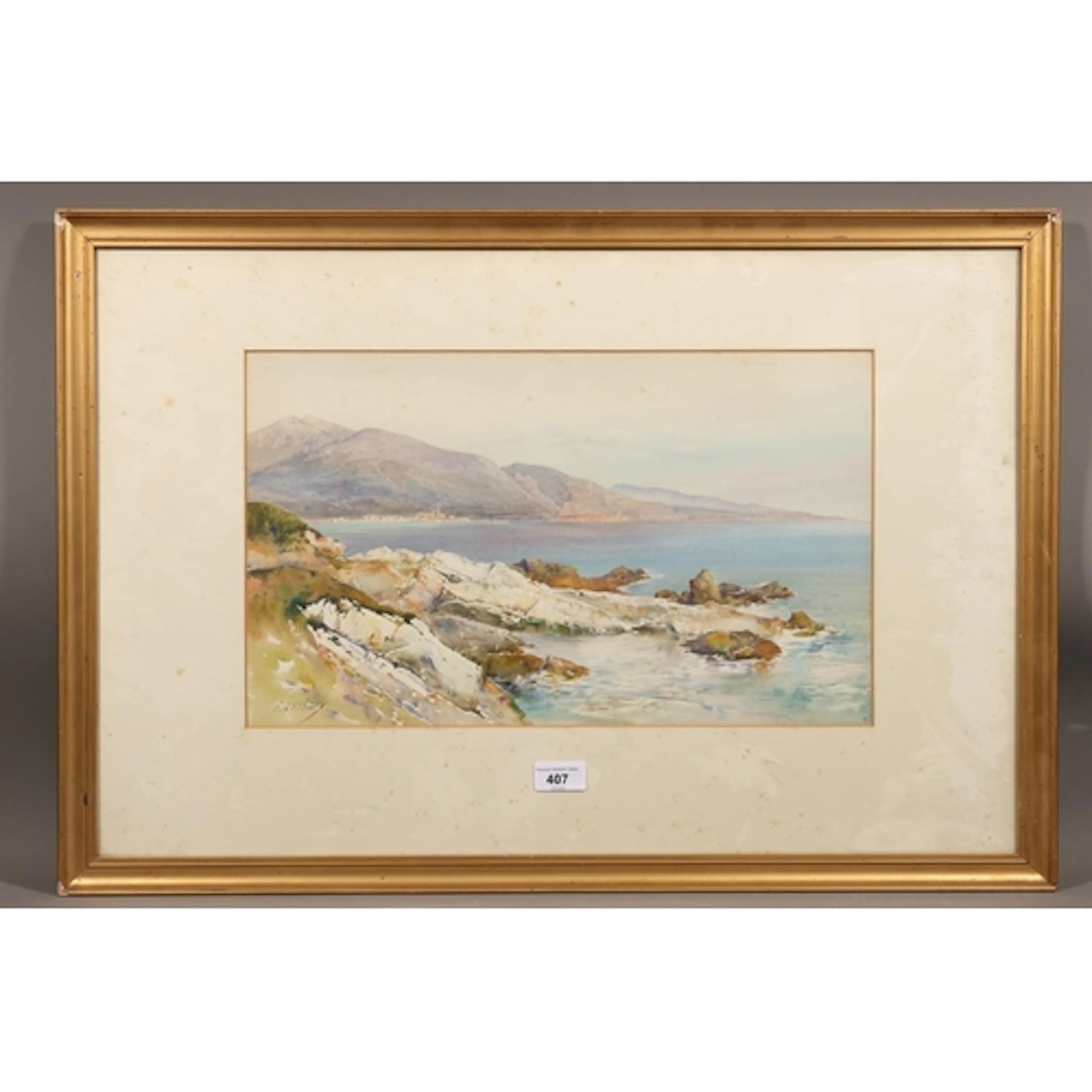 E LESSIEVY, coastal scene, watercolour painting, signed lowe...