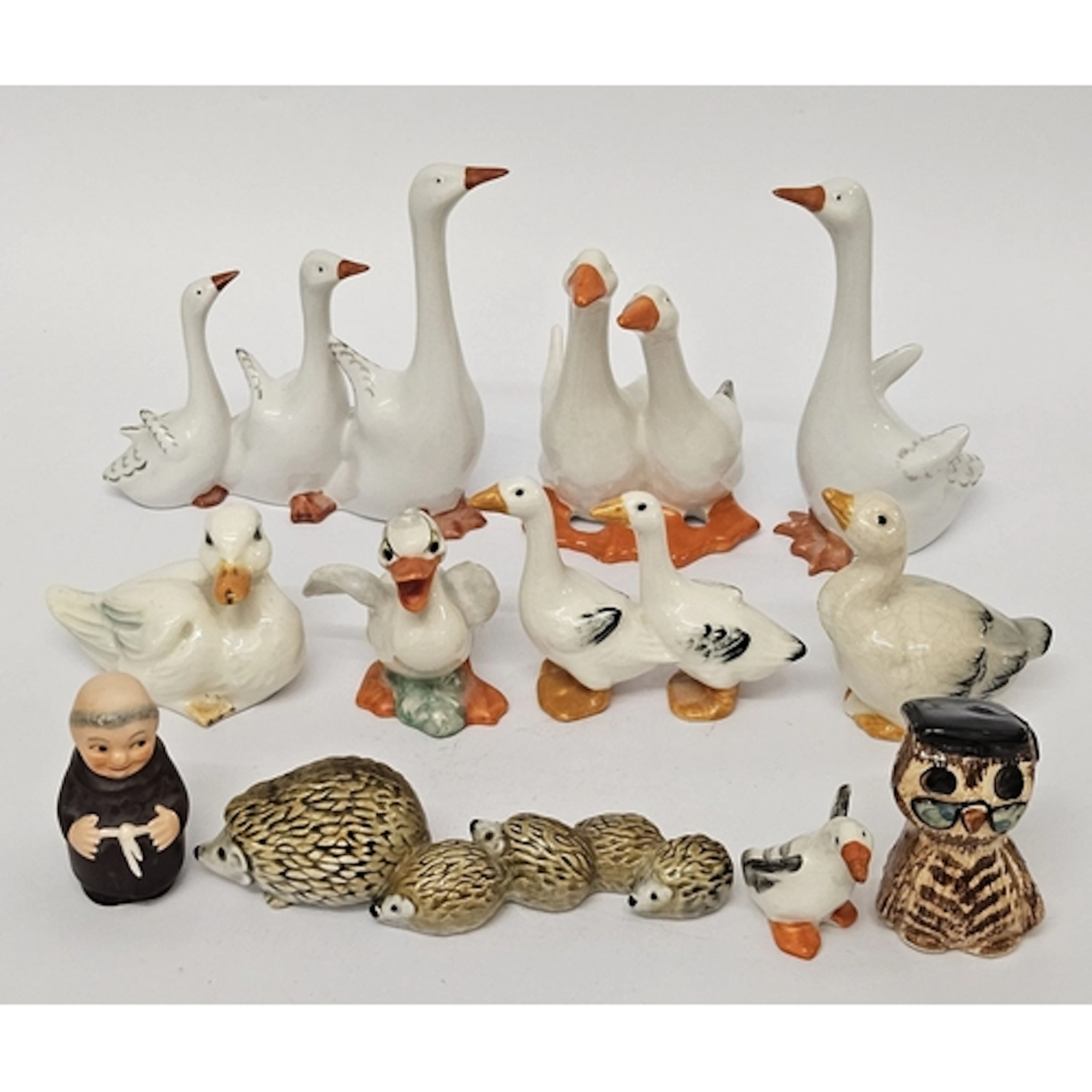 Animal Figurines mostly European incl. hedgehogs, ducks, gee...