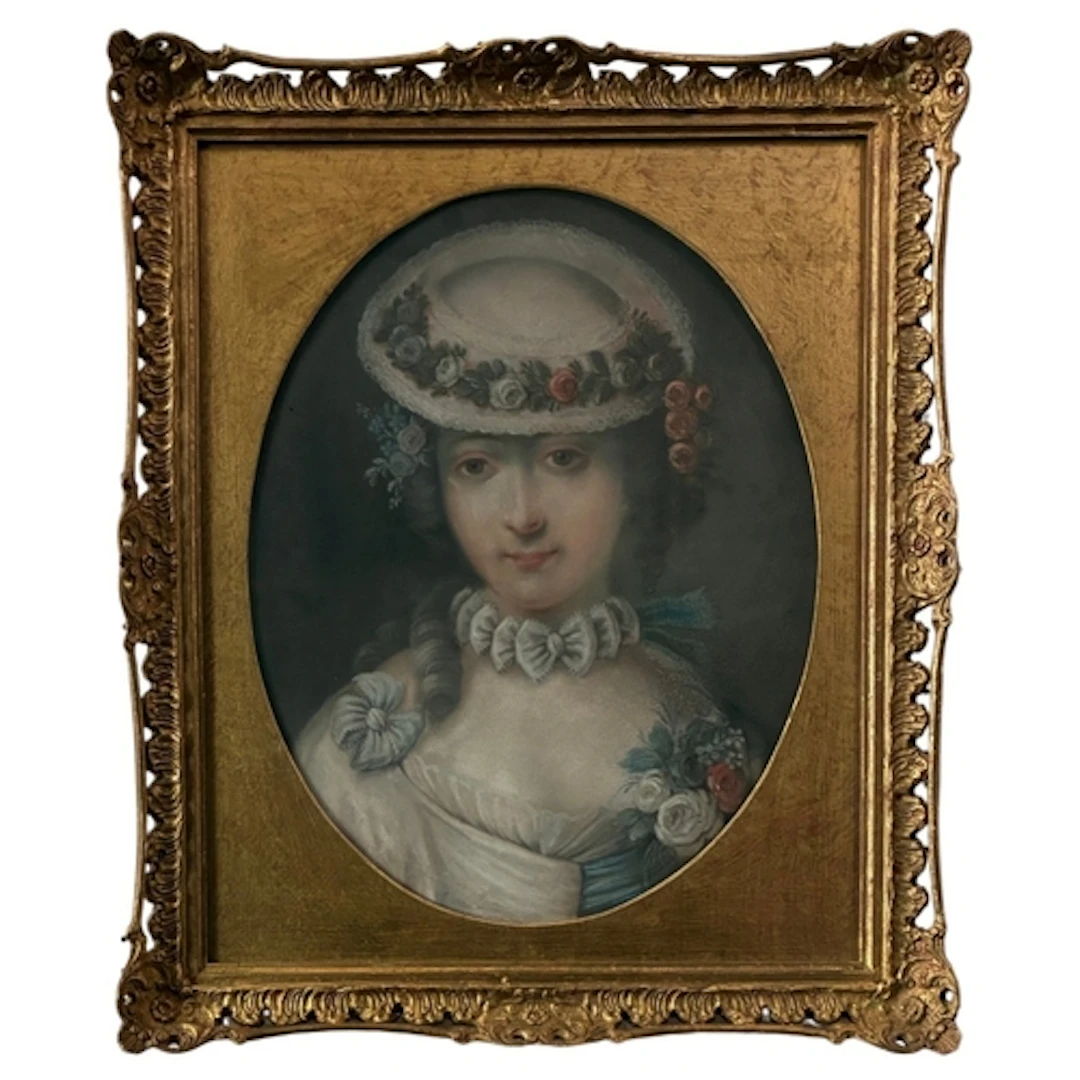French School, 19th Century - A portrait of a young lady wea...