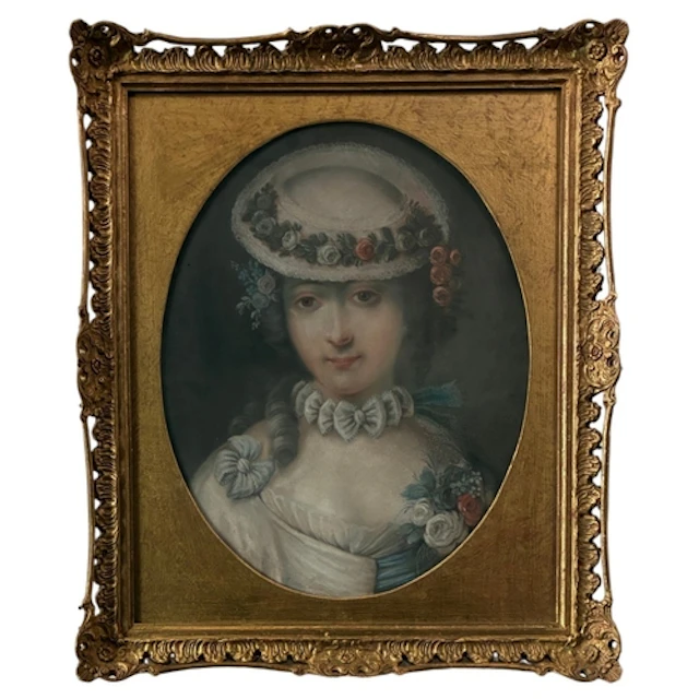 French School, 19th Century - A portrait of a young lady wea...