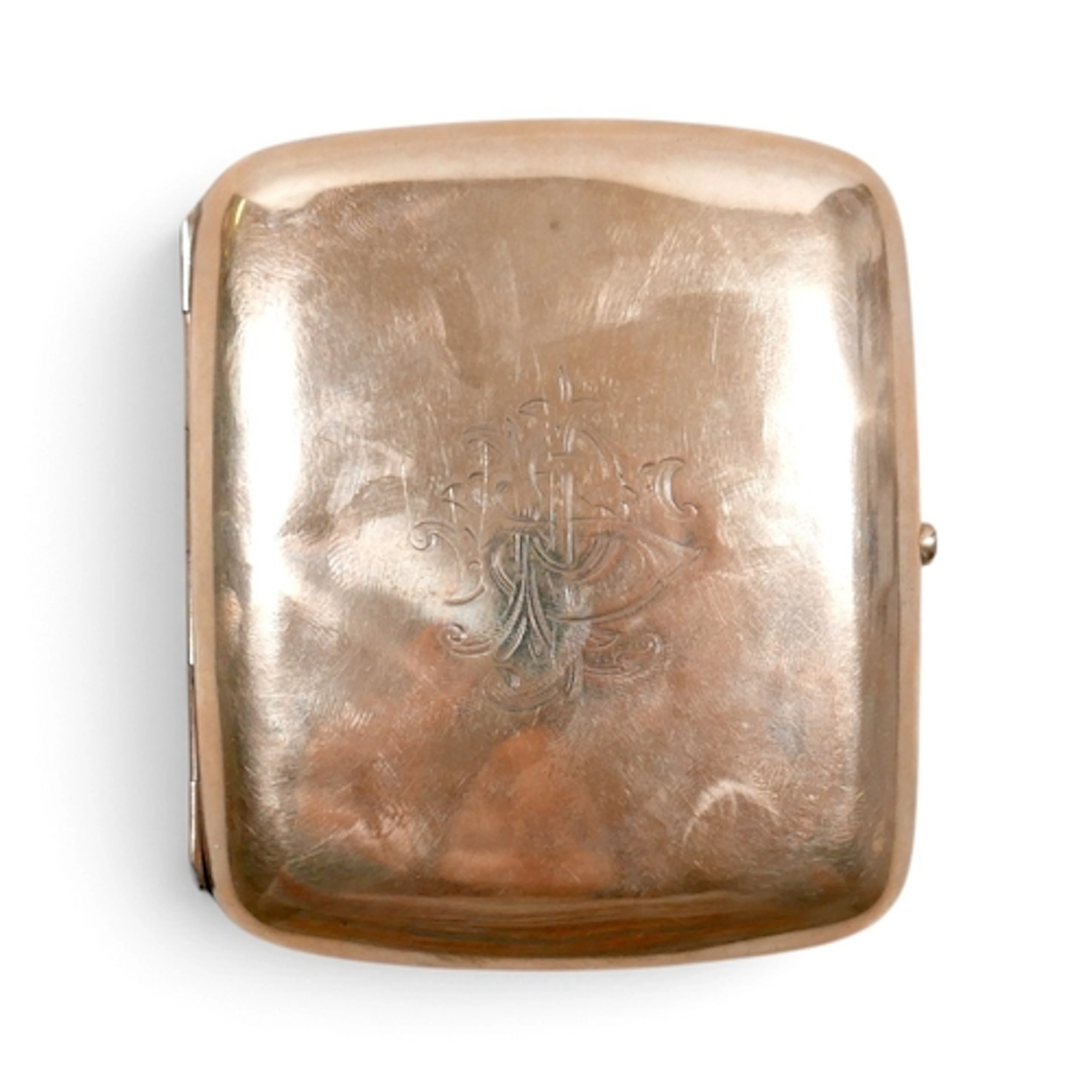 AN ART DECO 9CT YELLOW GOLD CIGARETTE CASE. of rectangular f...