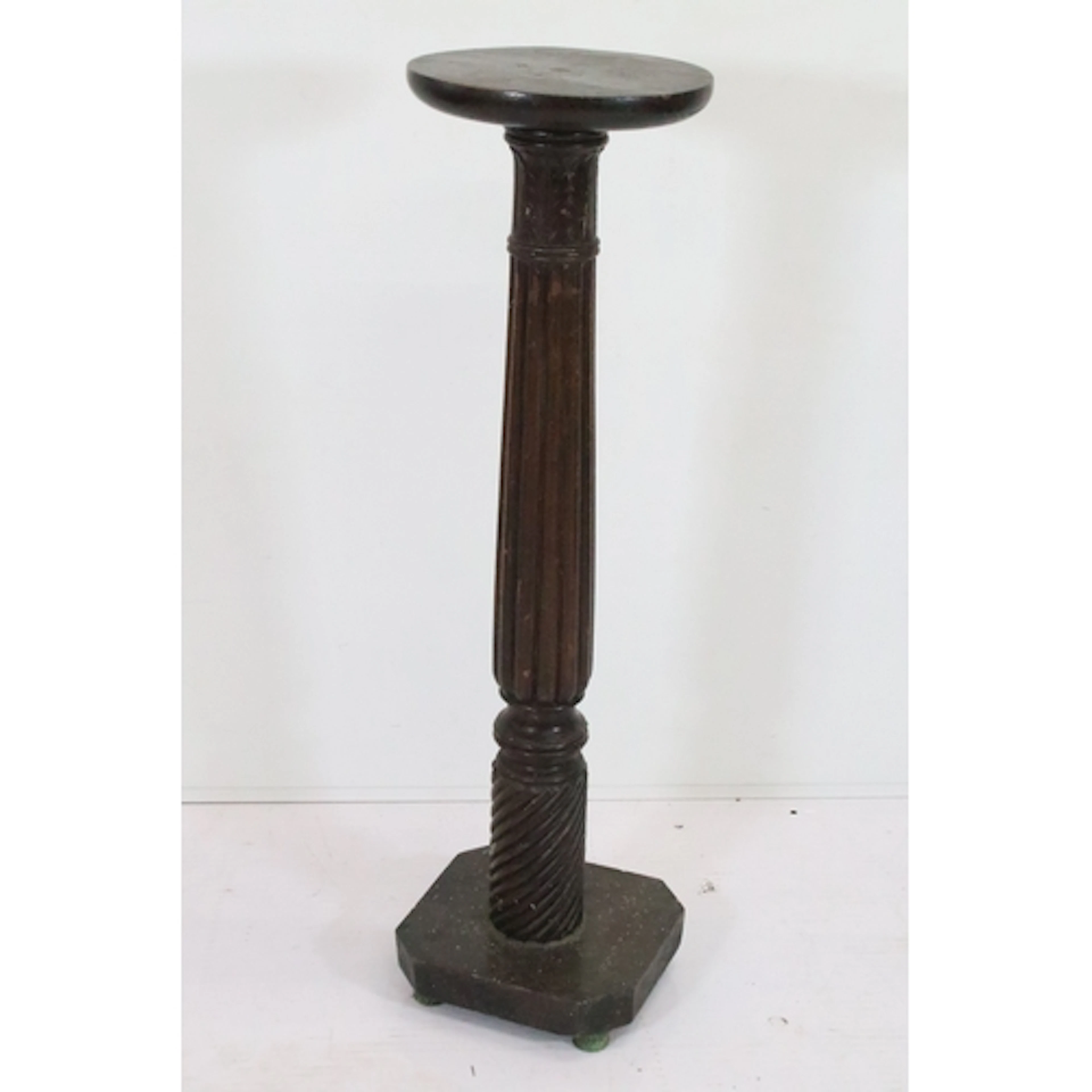 19th century carved mahogany torchere, having circular top o...