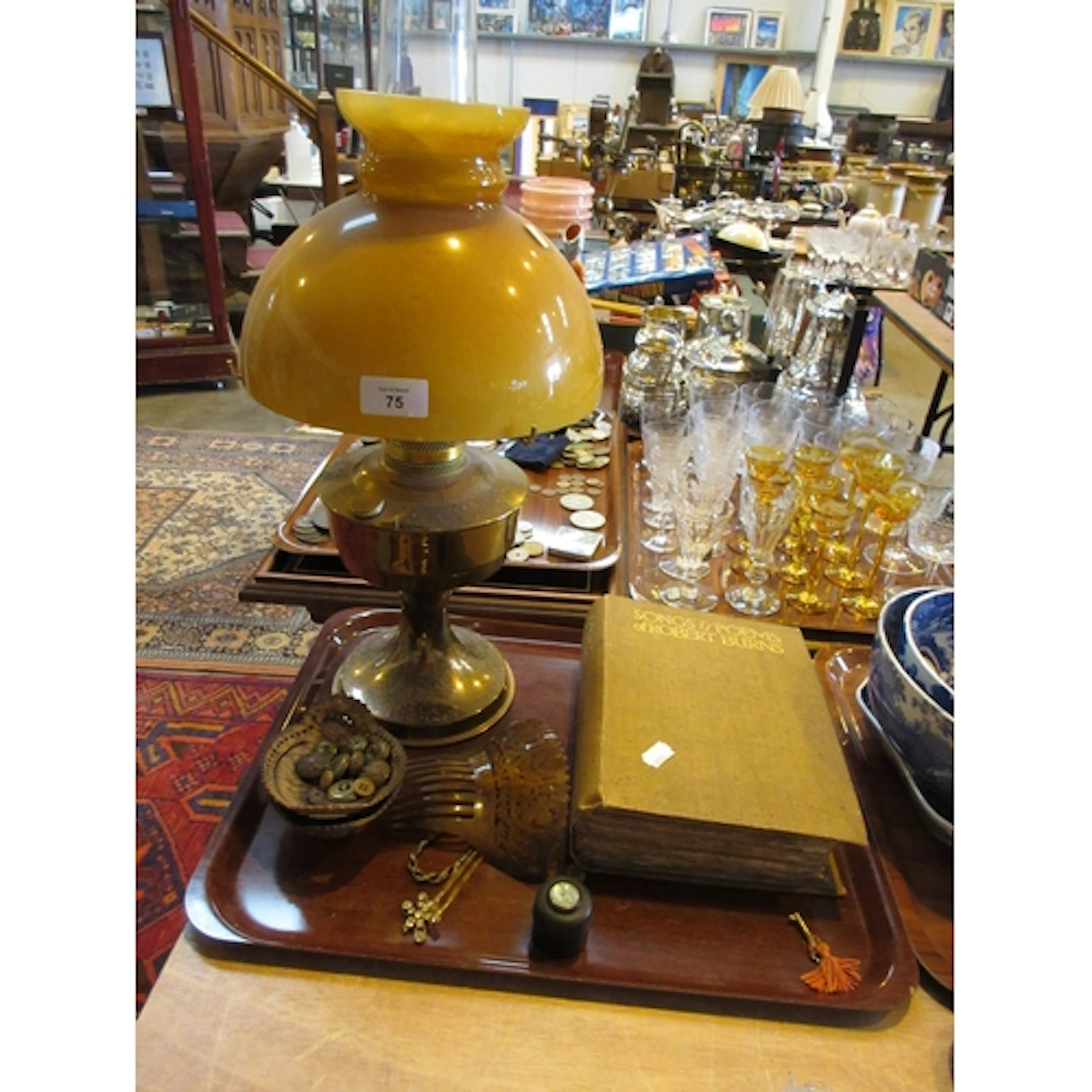 Oil Lamp, Songs & Poems of Robert Burns, Buttons, Hair Combs...