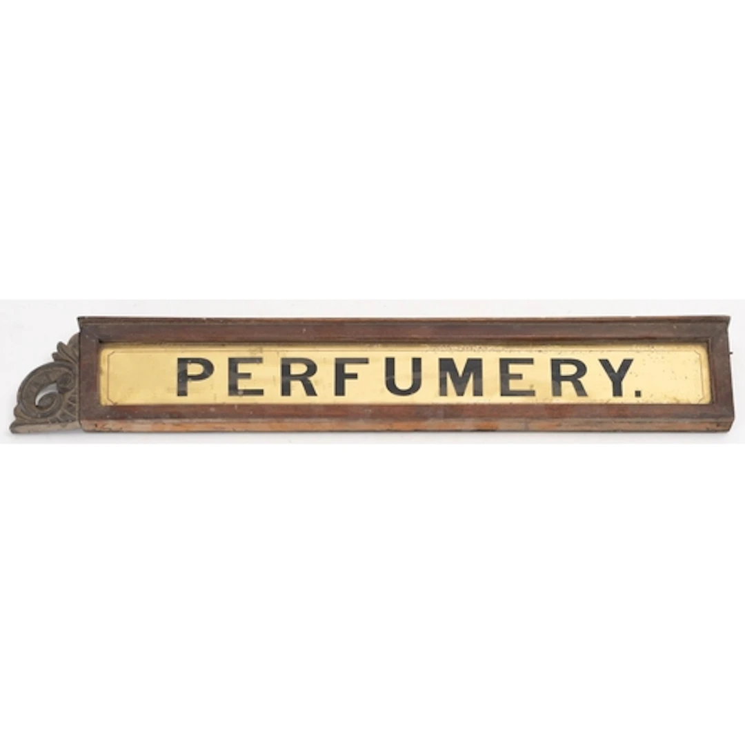 A 20th Century wood and reverse glass painted 'perfumery' sh...