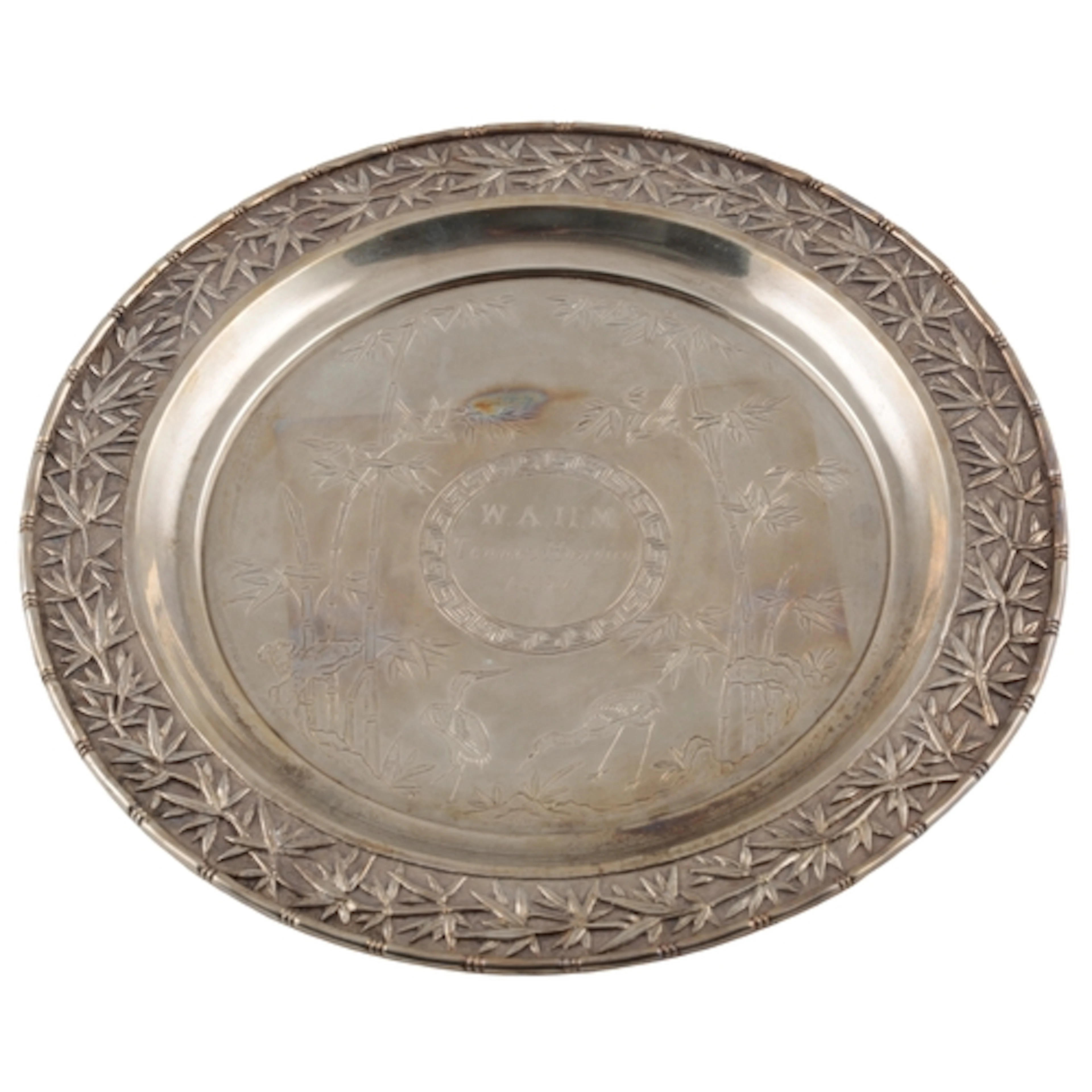 A late 19th century Chinese export white metal presentation ...
