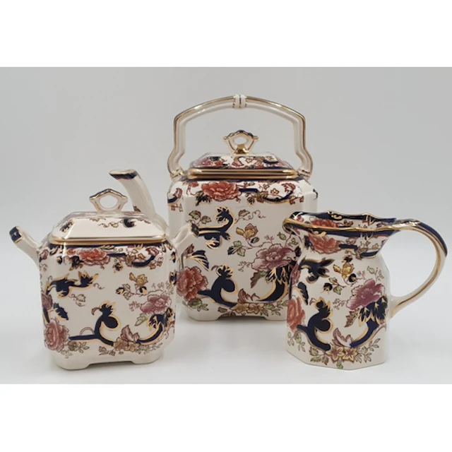 Mason's Blue Mandalay three-piece tea service comprising lid...