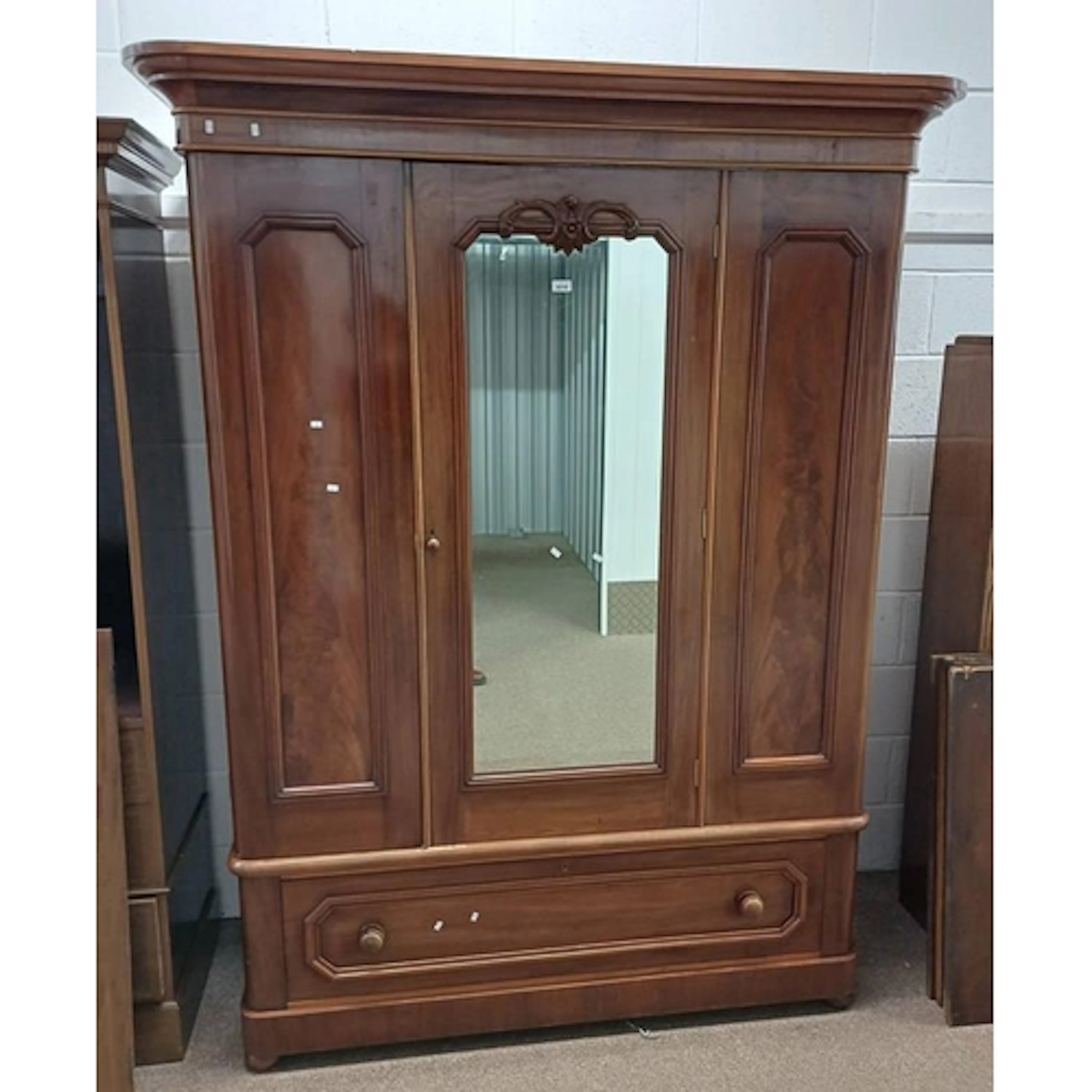 19TH CENTURY MAHOGANY 2 DOOR WARDROBE WITH SINGLE DRAWER TO ...