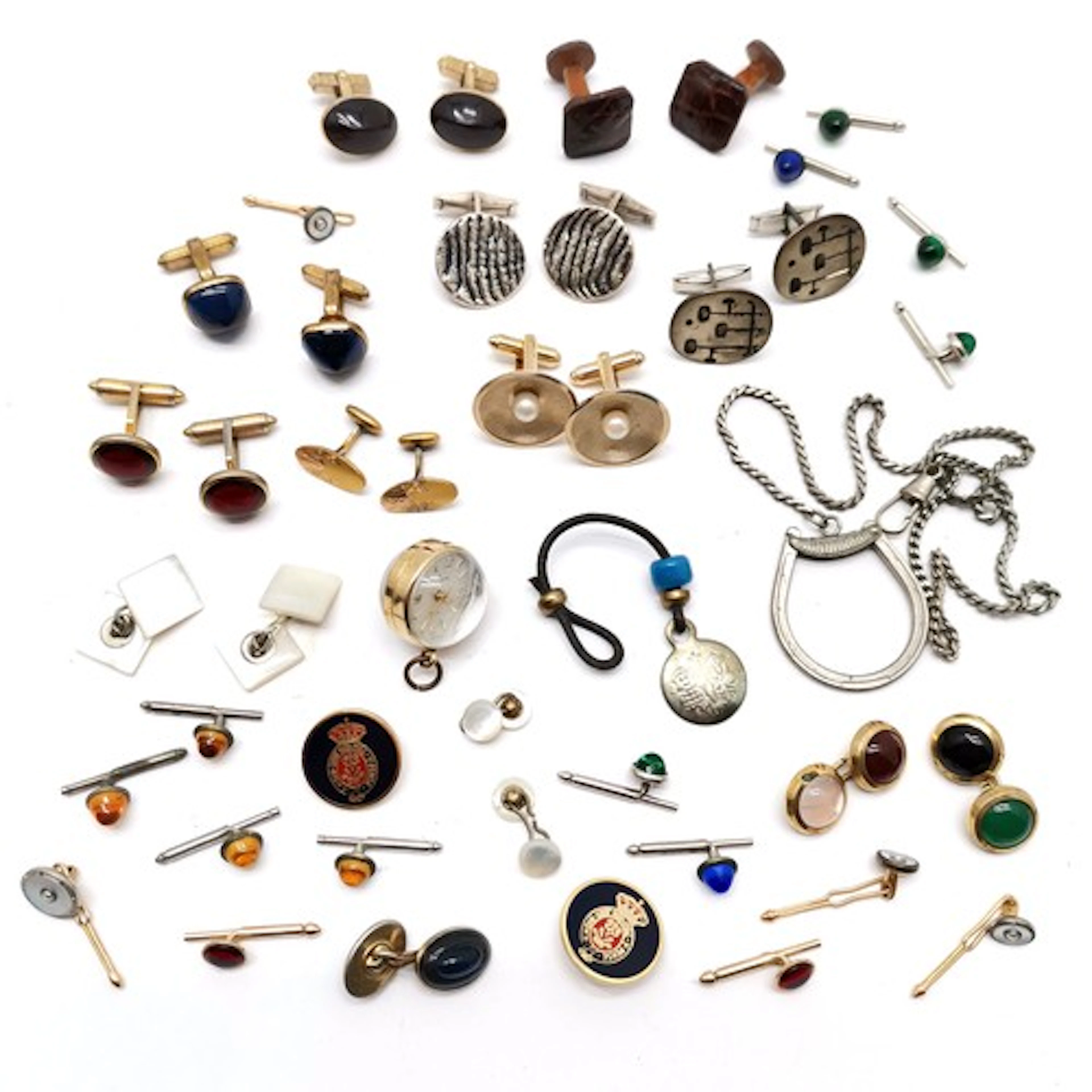 Qty of cufflinks & shirt studs inc sterling silver, mother o...