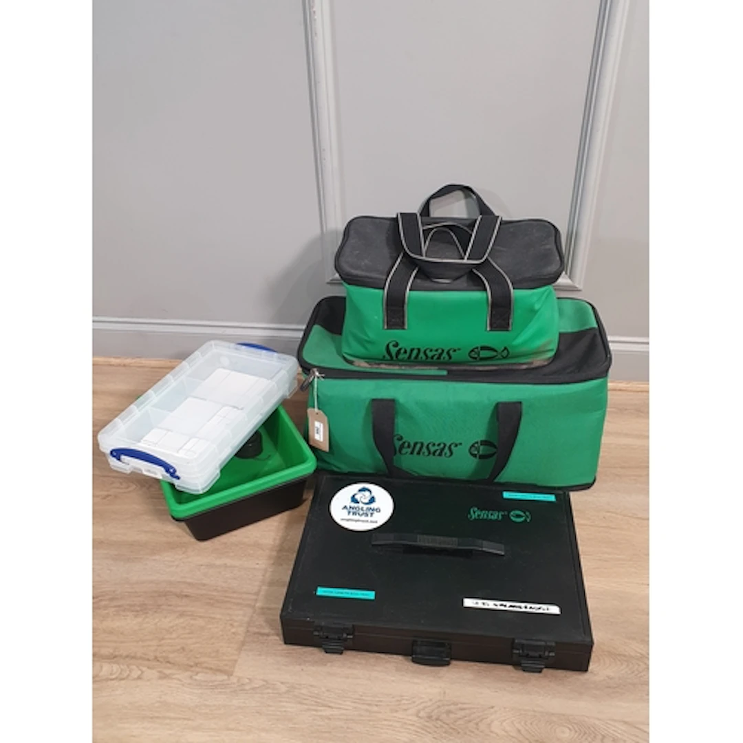 Two green and black Sensas Fishing Bags containing assorted ...
