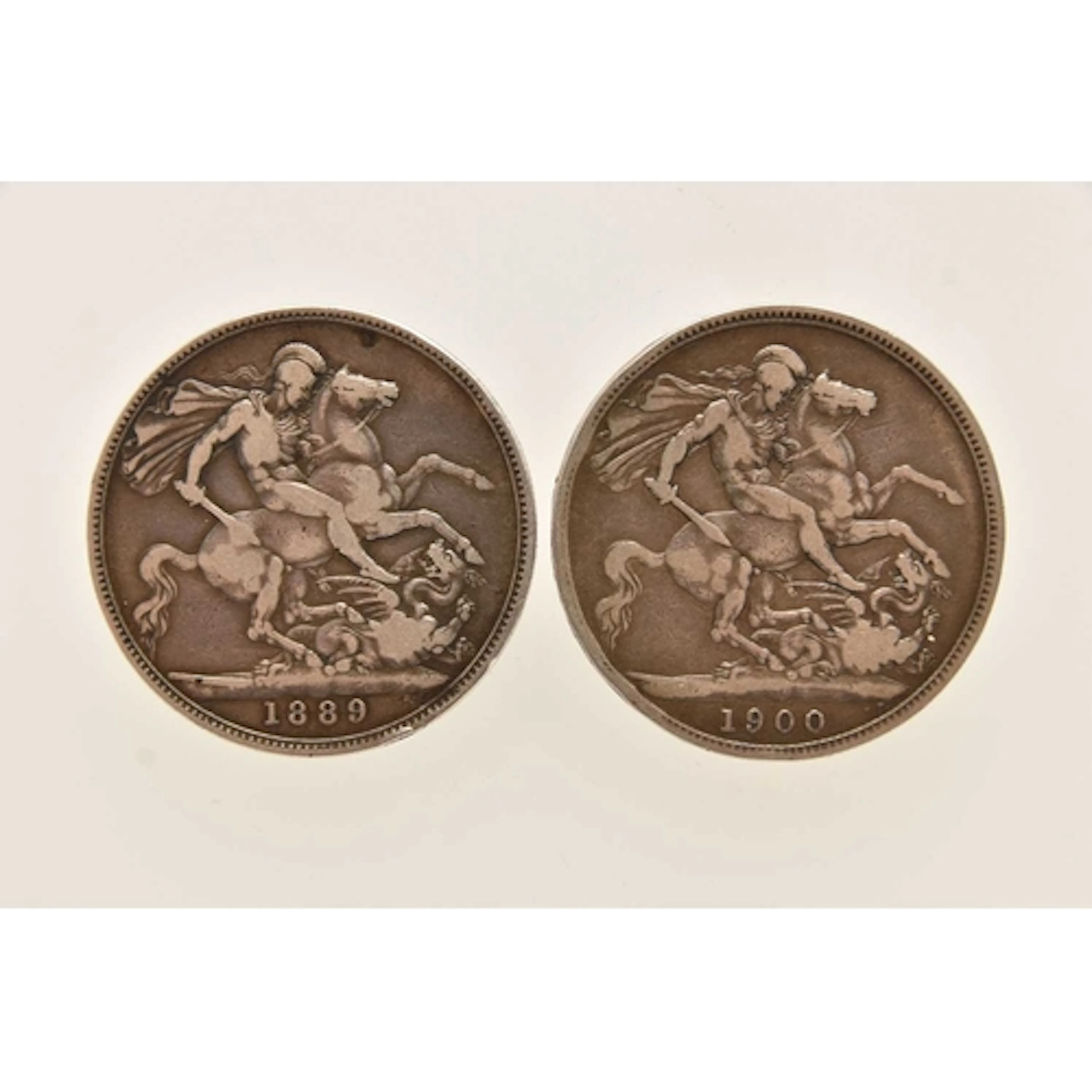 Silver. 2 x Queen Victoria Crowns dated 1889 and 1900 .925 s...