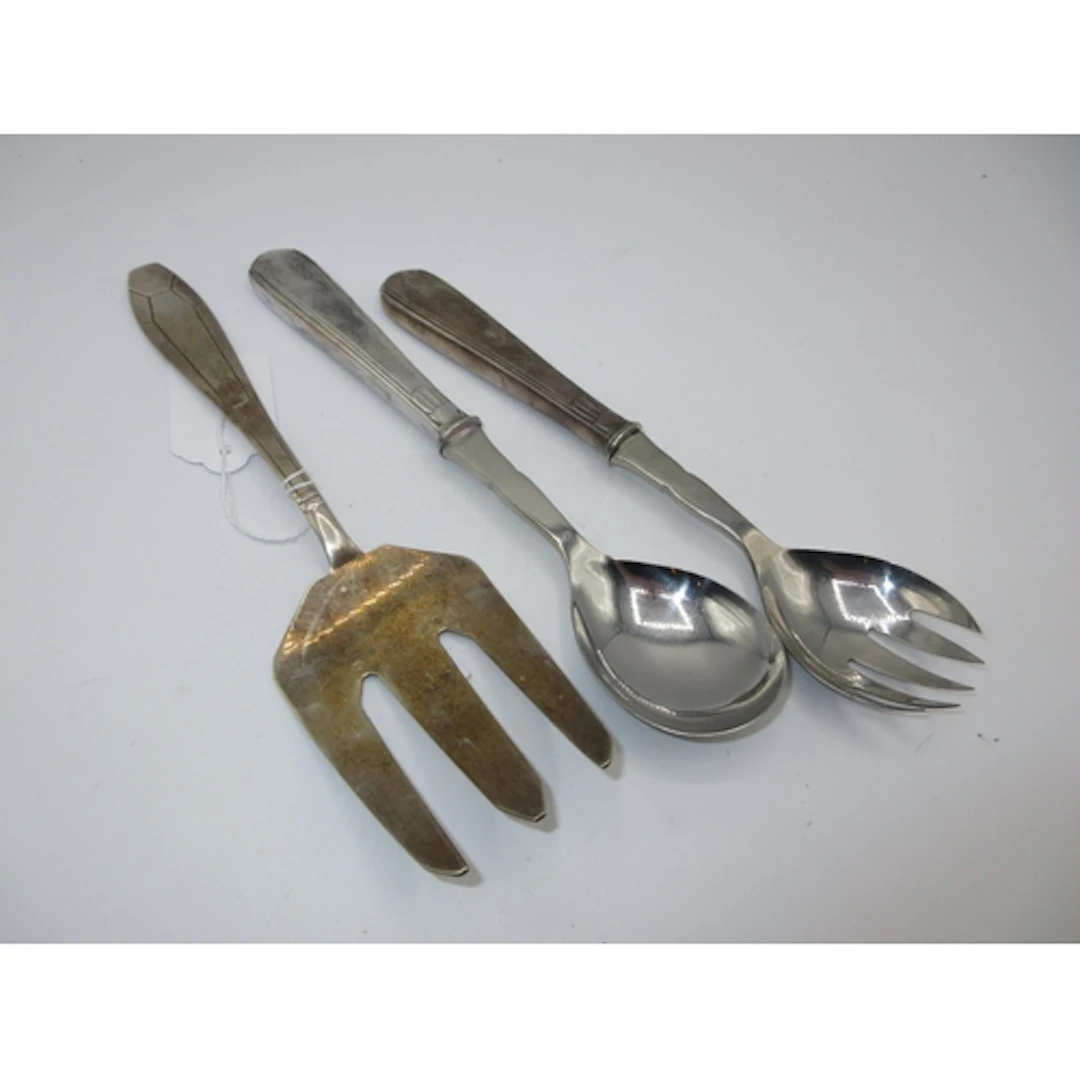 Pair of Salad Servers Stamped Gero 90 and an Orbrille Servin...