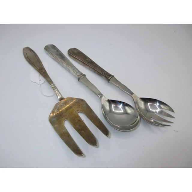 Pair of Salad Servers Stamped Gero 90 and an Orbrille Servin...