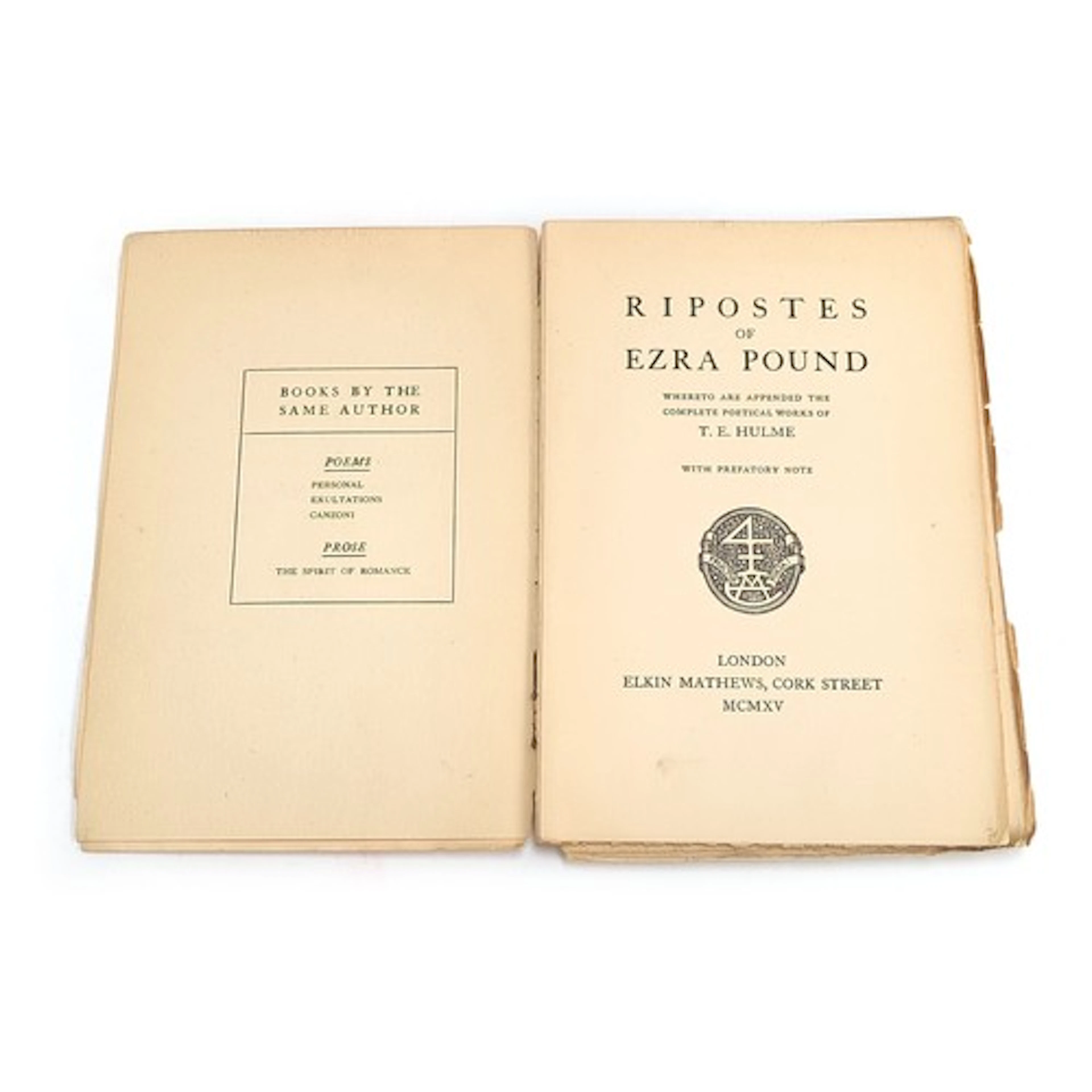 POUND, Ezra. 'Ripostes of Ezra Pound Whetero are Appended th...