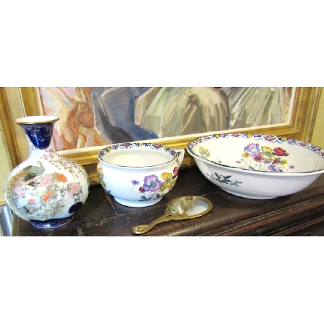 Three Pieces of Fine Bone Porcelain Including Japanese Vase ...