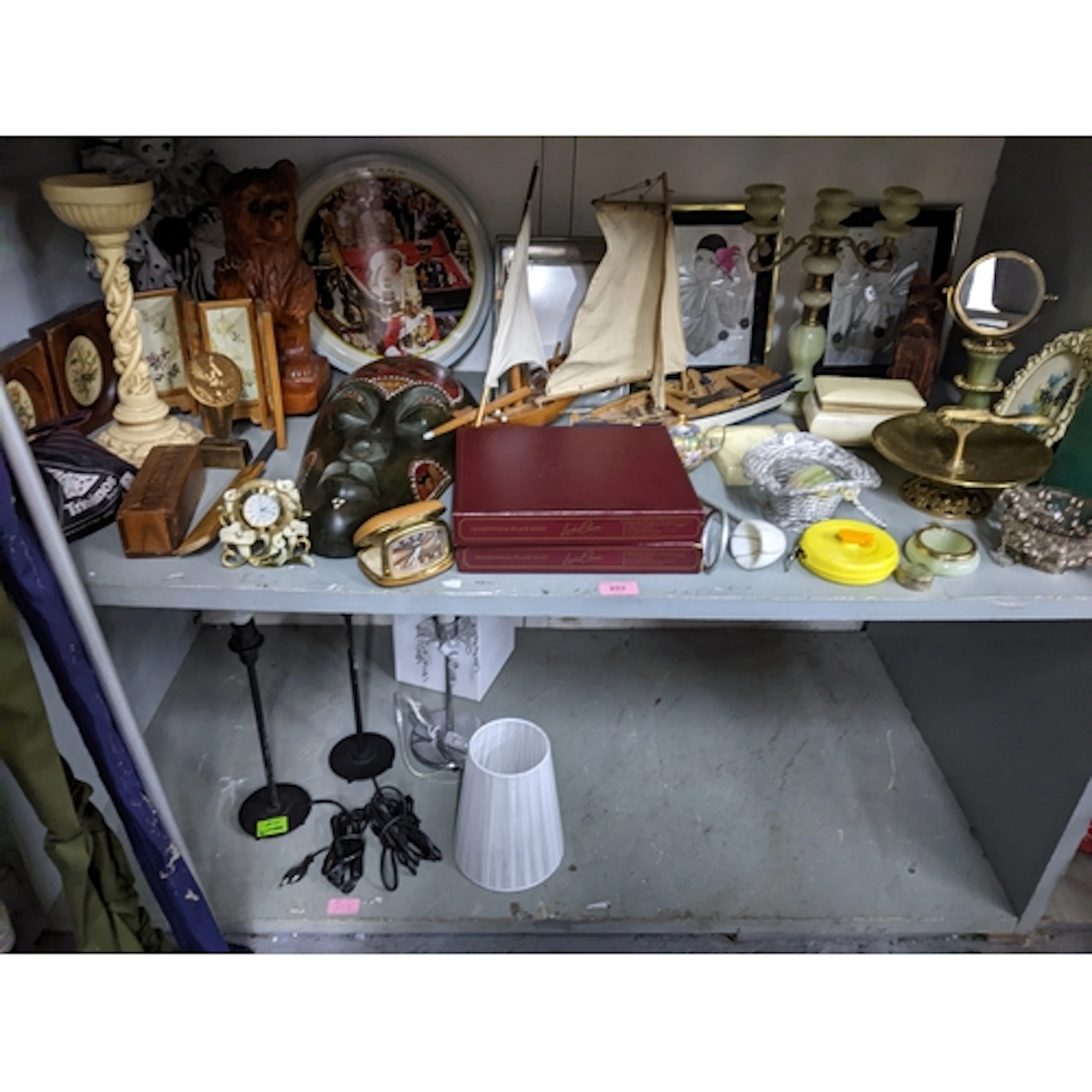 A mixed lot to include onyx table items, pictures, African w...
