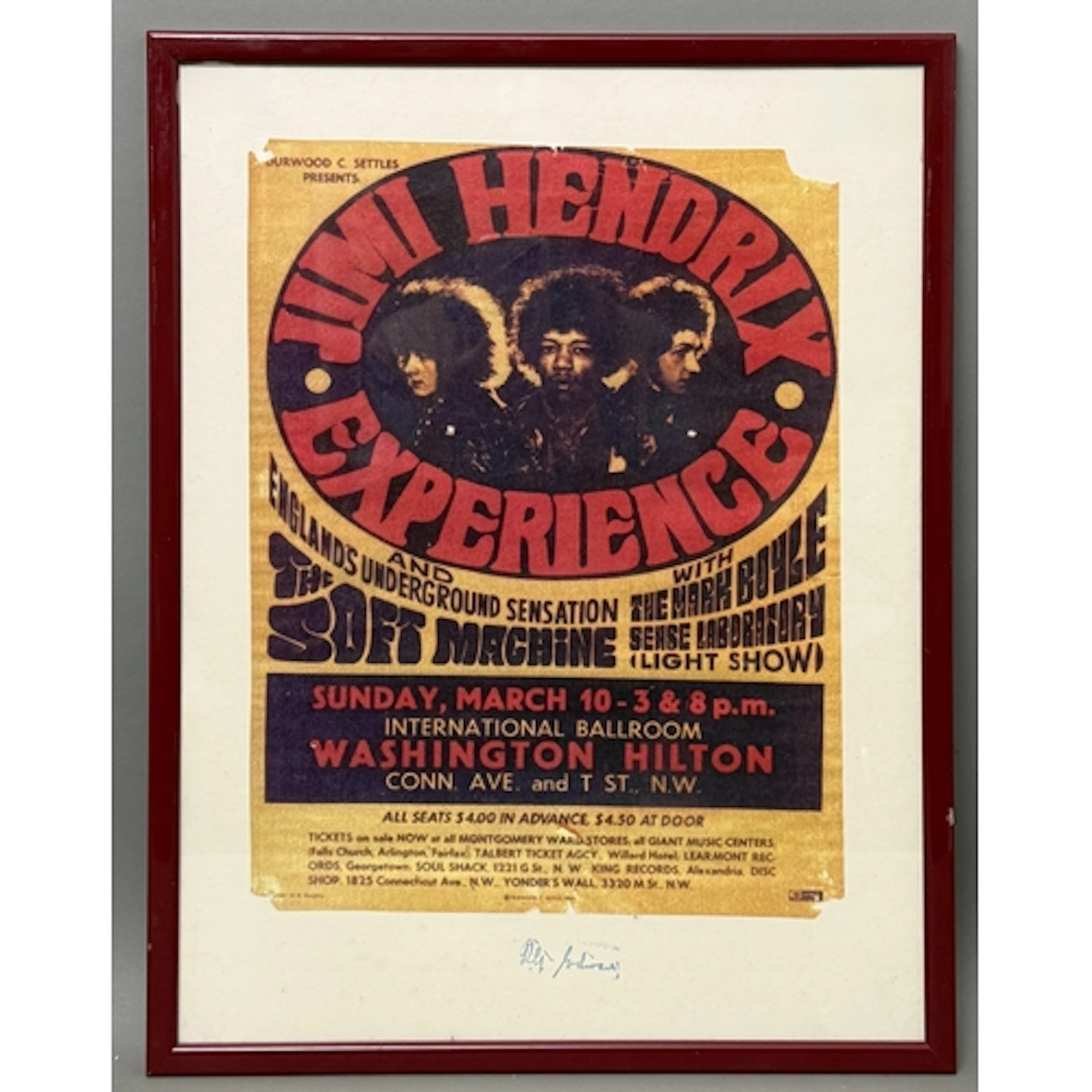 A framed and glazed Jimi Hendrix limited edition colour prin...