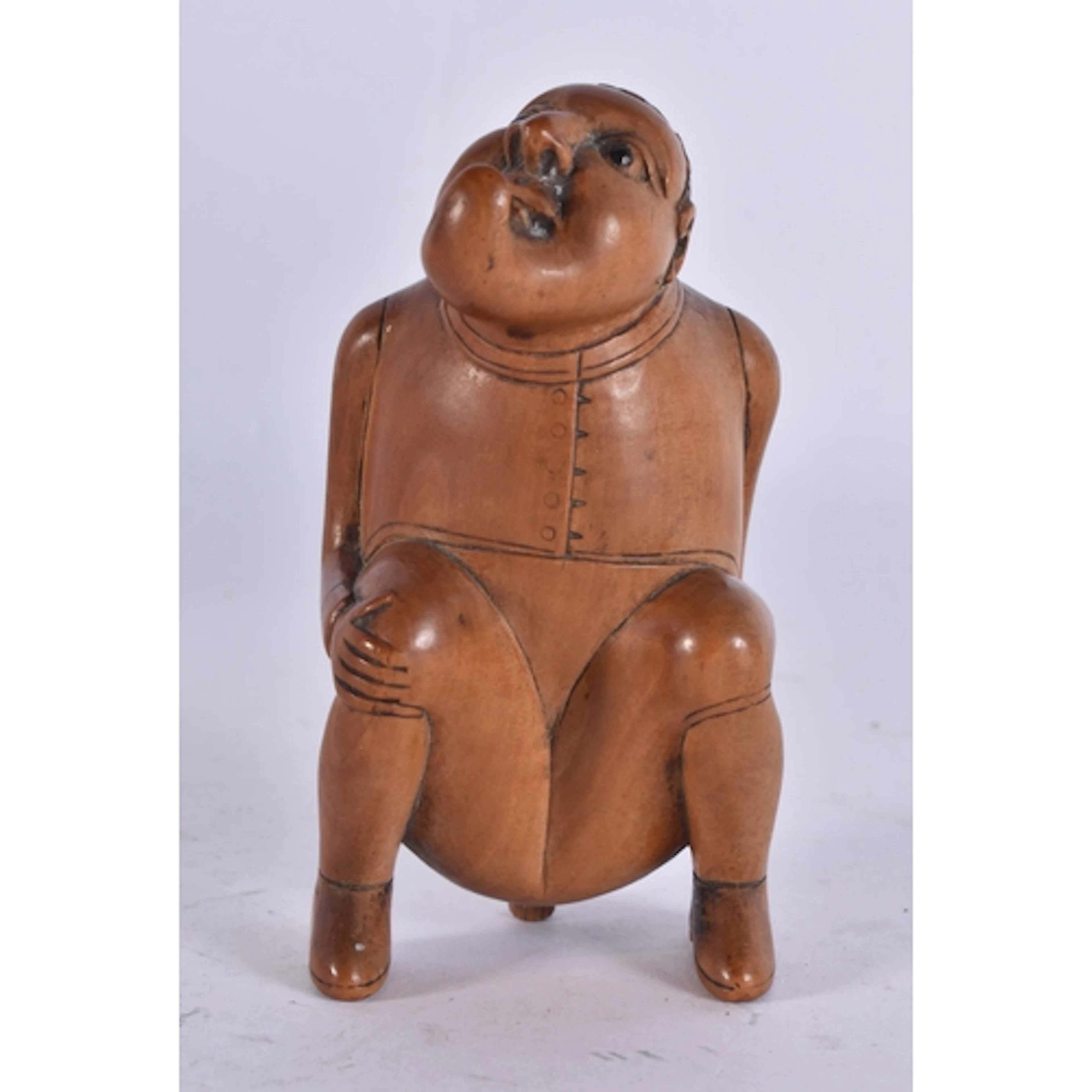 AN EARLY 19TH CENTURY EUROPEAN CARVED WOOD TREEN SNUFF BOX m...