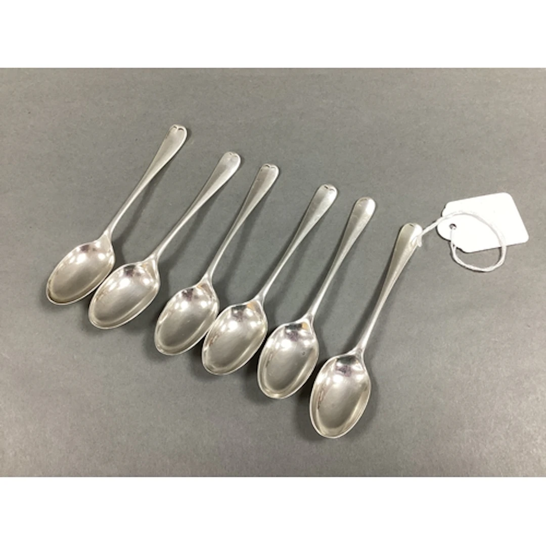 Walker & Hall; A Matched Set of Six Hallmarked Silver Teaspo...